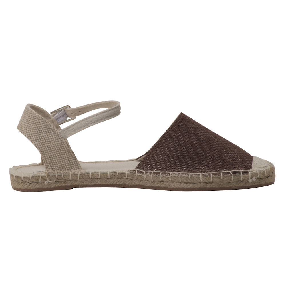 Espadrilles Sandalen Canvas Damen Sommerlatschen Farbe: Braun Beige, Größe: 42