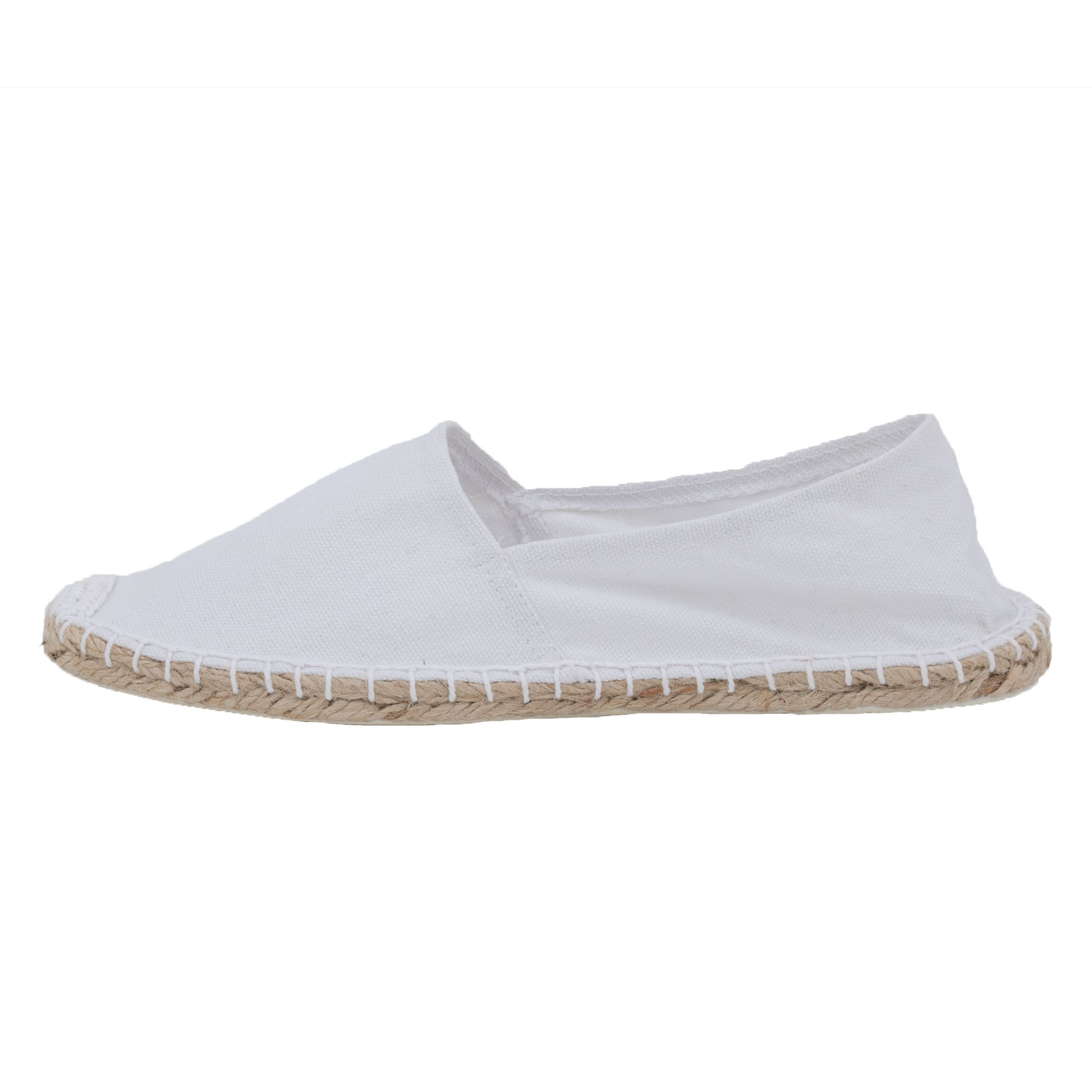 Espadrilles unicolor Canvas Damen und Herren Sommerlatschen Farbe: Weiß, Größe: 44