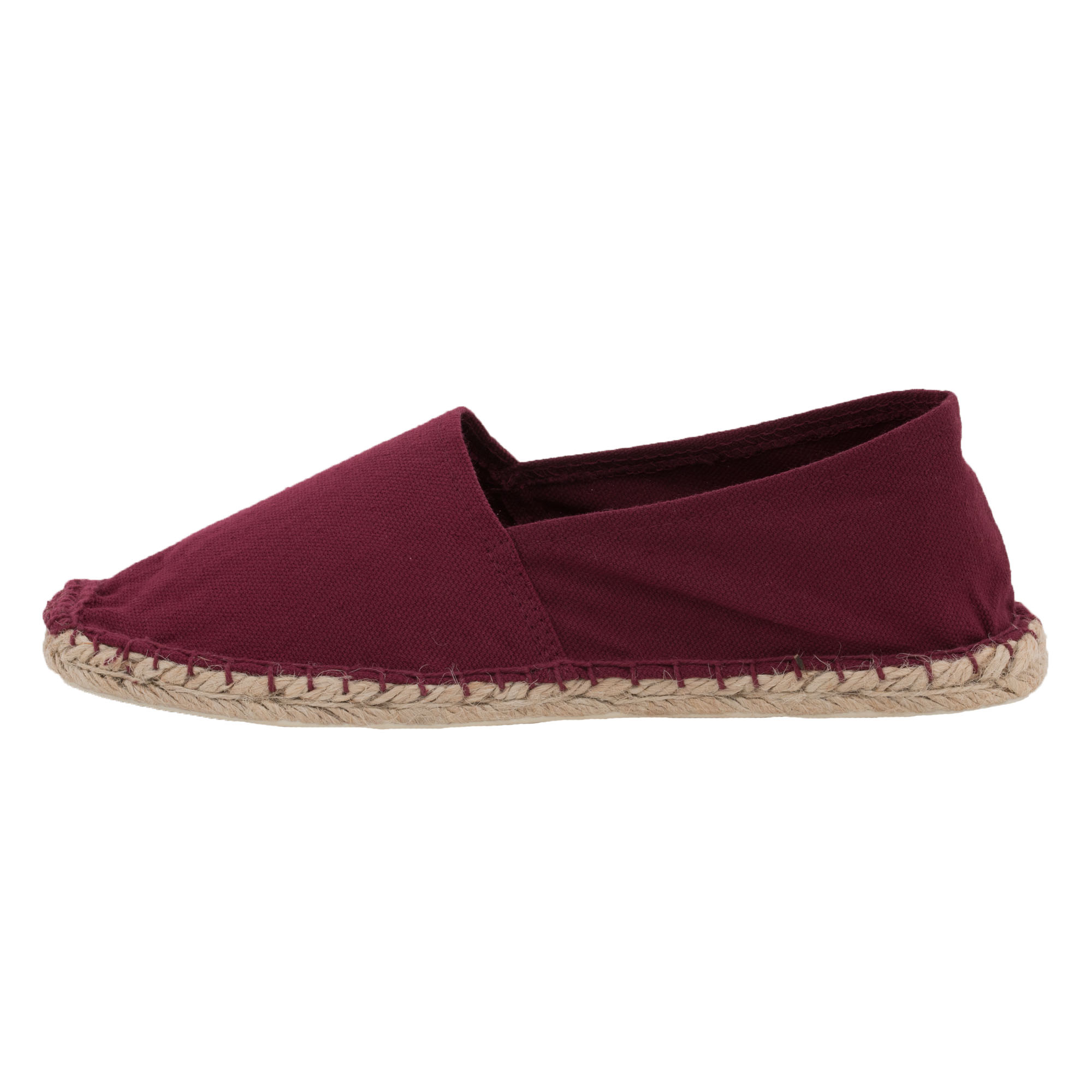 Espadrilles unicolor Canvas Damen und Herren Sommerlatschen Farbe: Bordeaux, Größe: 46