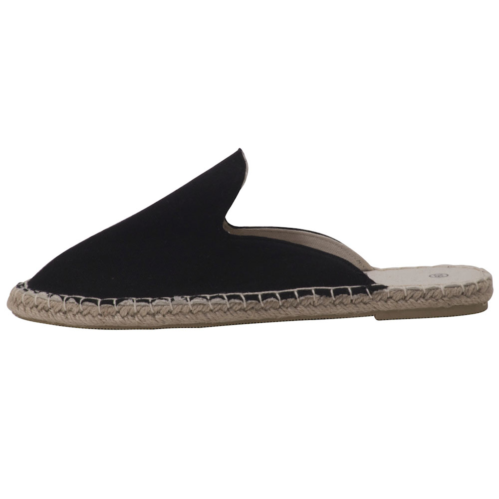 Espadrilles Pantoletten Canvas Slipper Damen Sommerlatschen Farbe: Schwarz, Größe: 42