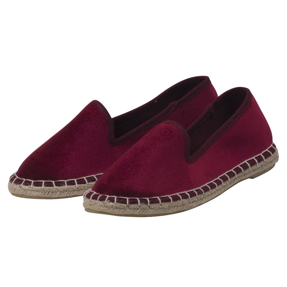 Espadrilles aus Samt Damen Samtschuhe Ballerinas Farbe: Bordeaux, Größe: 37