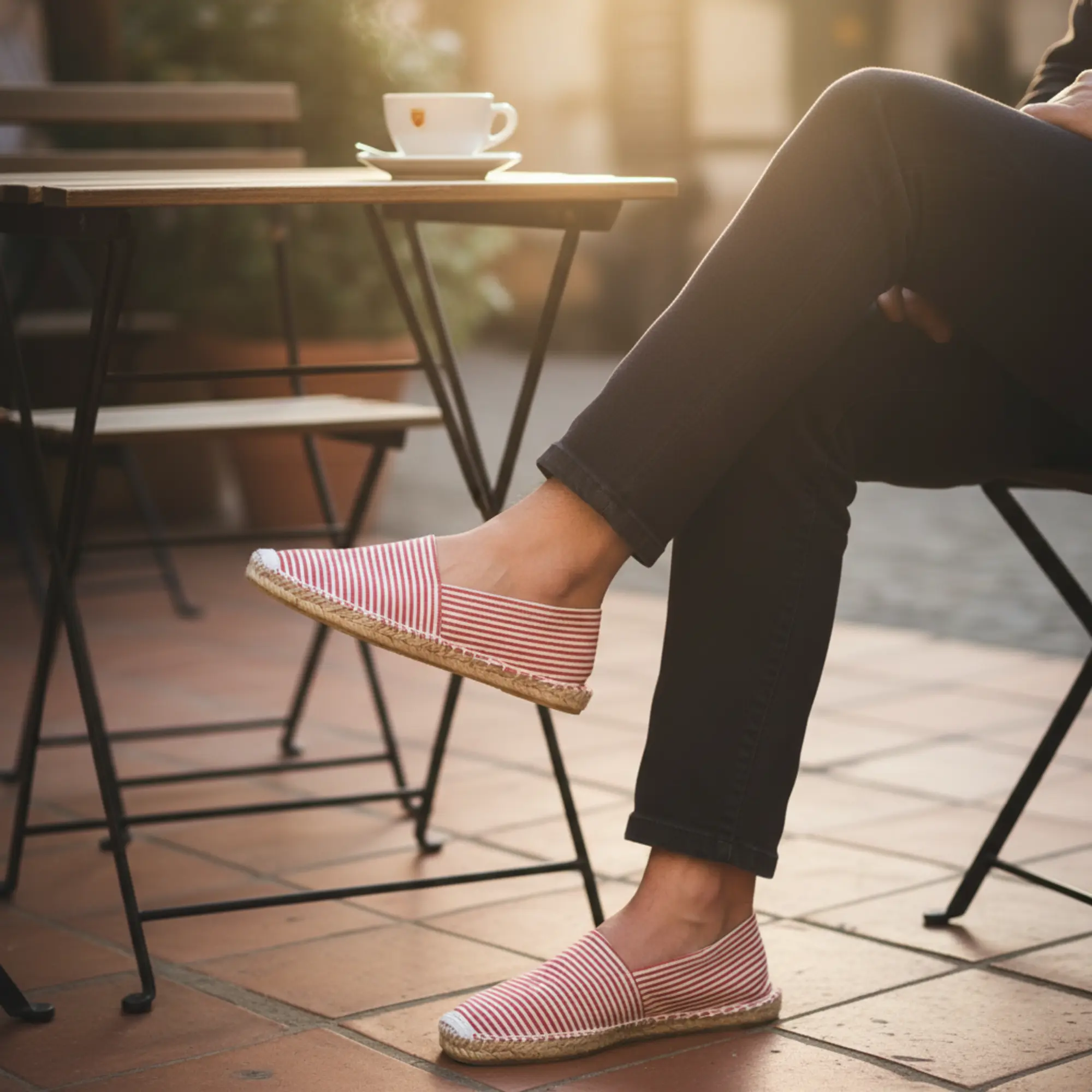 Espadrilles mit Streifen Canvas Damen und Herren Sommerlatschen