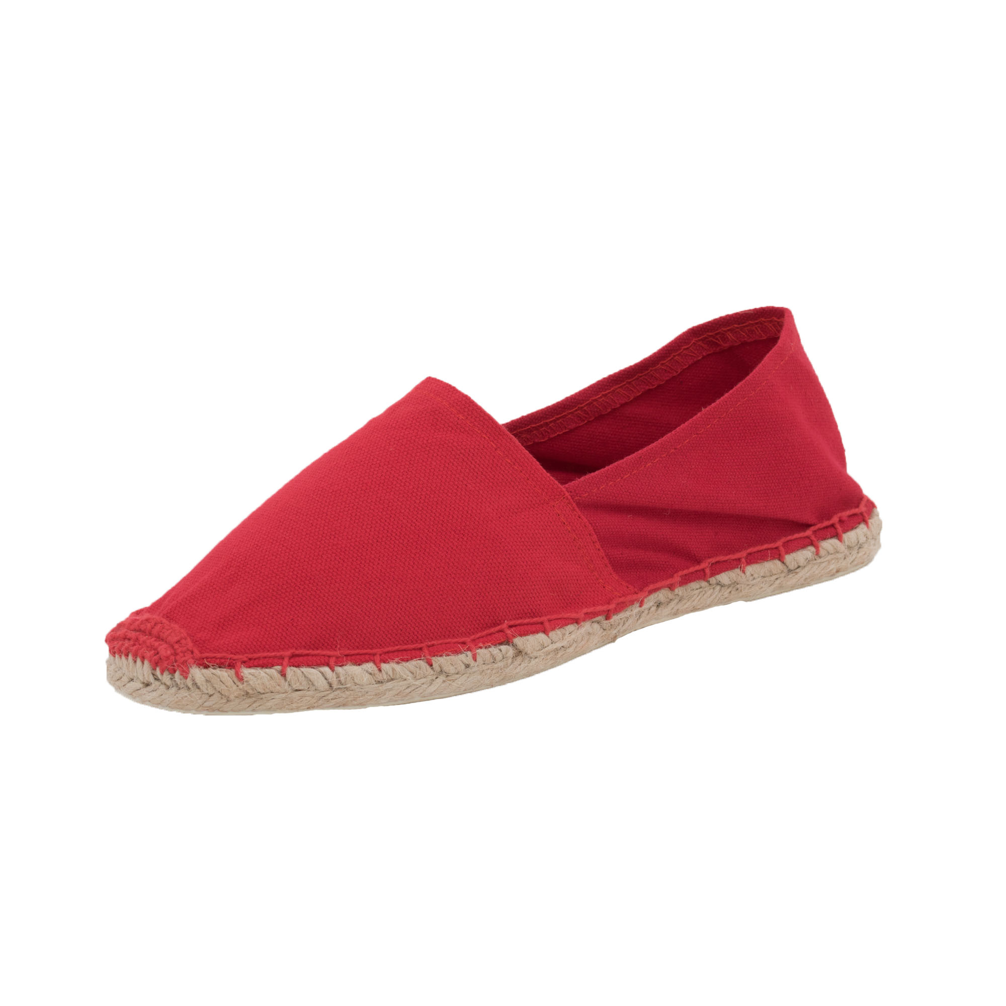 Espadrilles unicolor Canvas Damen und Herren Sommerlatschen Farbe: Rubinrot, Größe: 46