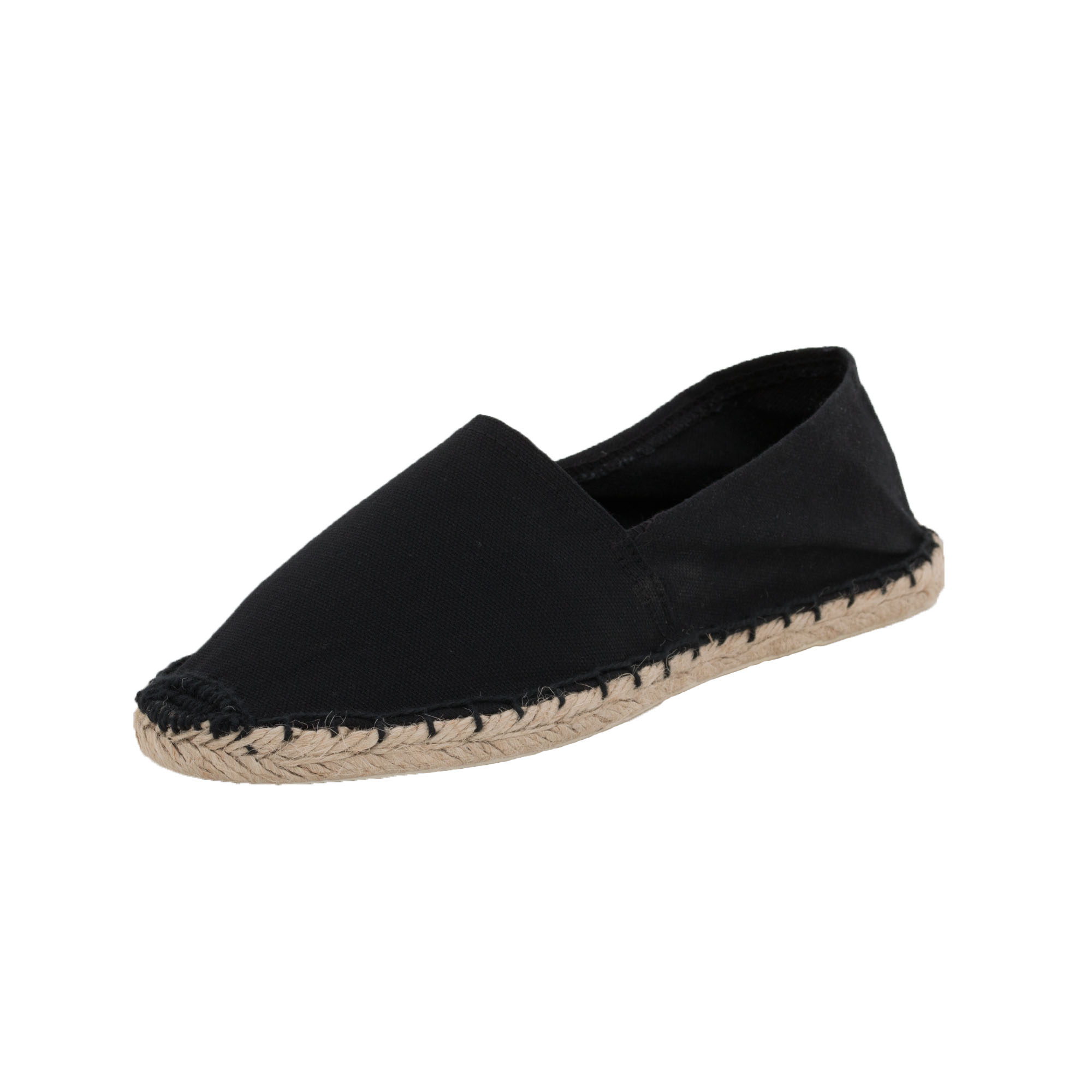 Espadrilles unicolor Canvas Damen und Herren Sommerlatschen Farbe: Schwarz, Größe: 46