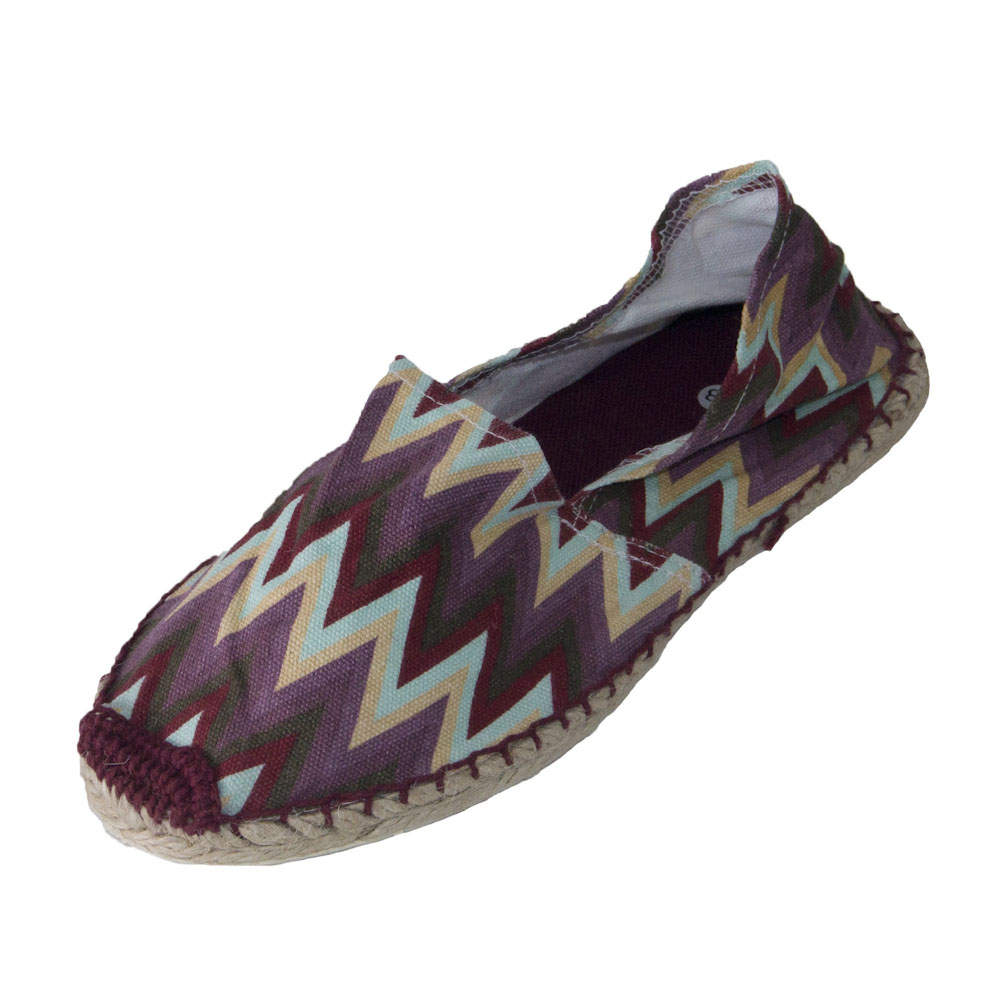 Espadrilles mit Muster - Leo Hawaii Sterne Blumen Canvas Sommerlatschen Muster: Zick-Zack-Streifen, Größe: 42