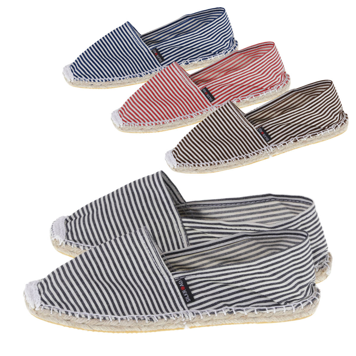 Espadrilles mit Streifen Canvas Damen und Herren Sommerlatschen