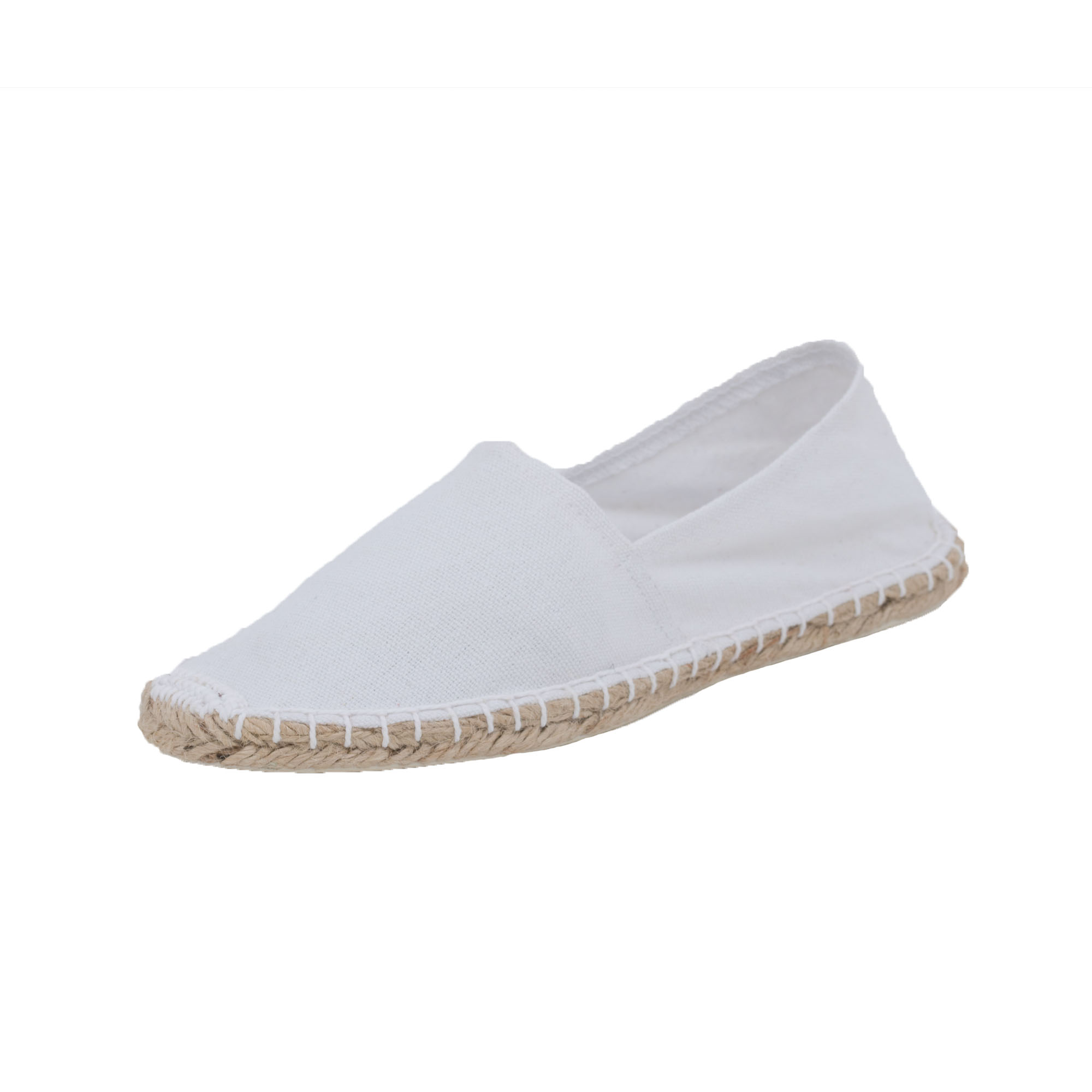 Espadrilles unicolor Canvas Damen und Herren Sommerlatschen Farbe: Weiß, Größe: 44