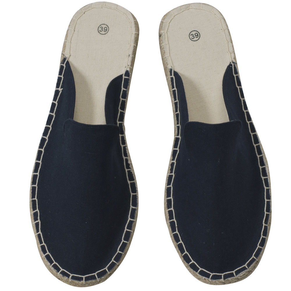 Espadrilles Pantoletten Canvas Slipper Damen Sommerlatschen Farbe: Navy, Größe: 37