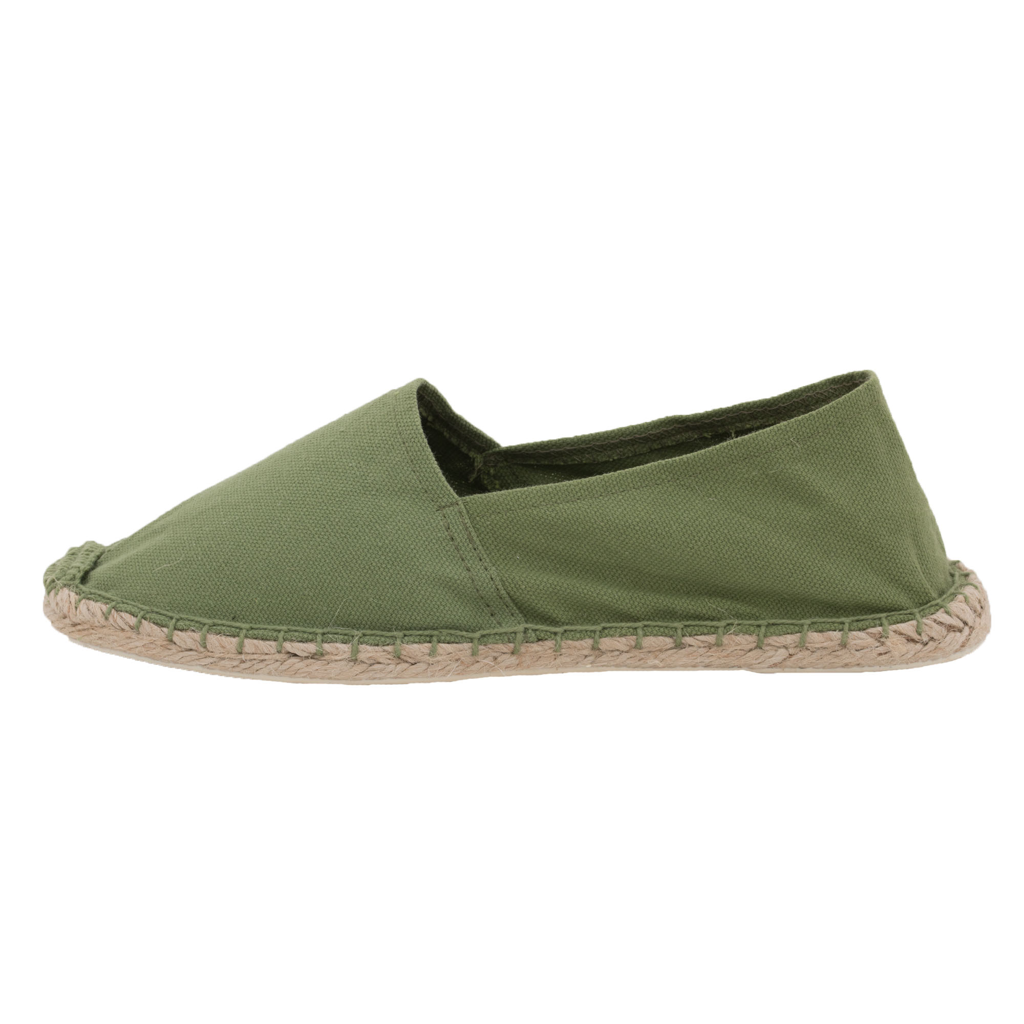 Espadrilles unicolor Canvas Damen und Herren Sommerlatschen Farbe: Olivgrün, Größe: 46
