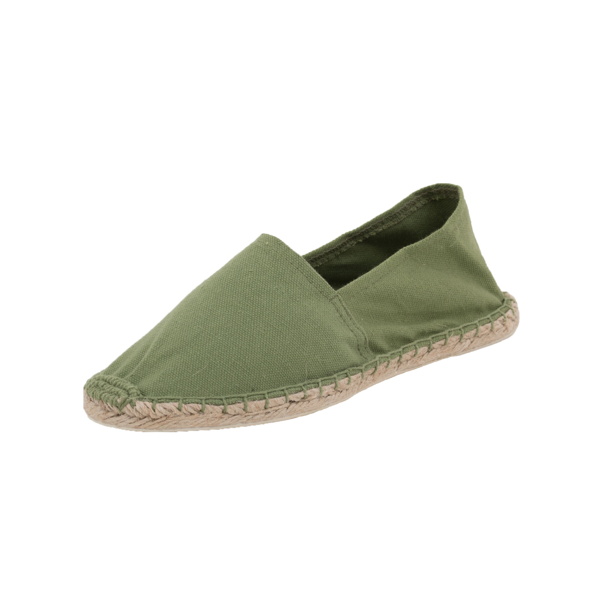 Espadrilles unicolor Canvas Damen und Herren Sommerlatschen Farbe: Olivgrün, Größe: 46
