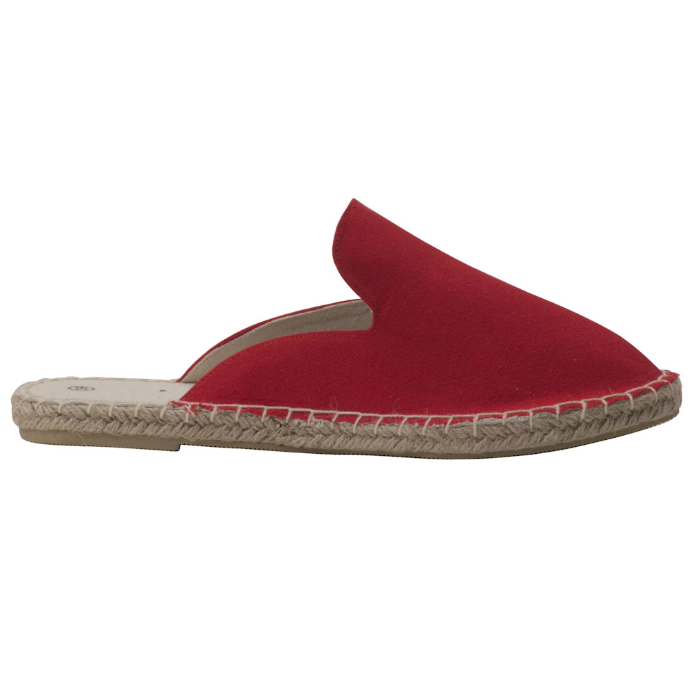 Espadrilles Pantoletten Canvas Slipper Damen Sommerlatschen Farbe: Rot, Größe: 42