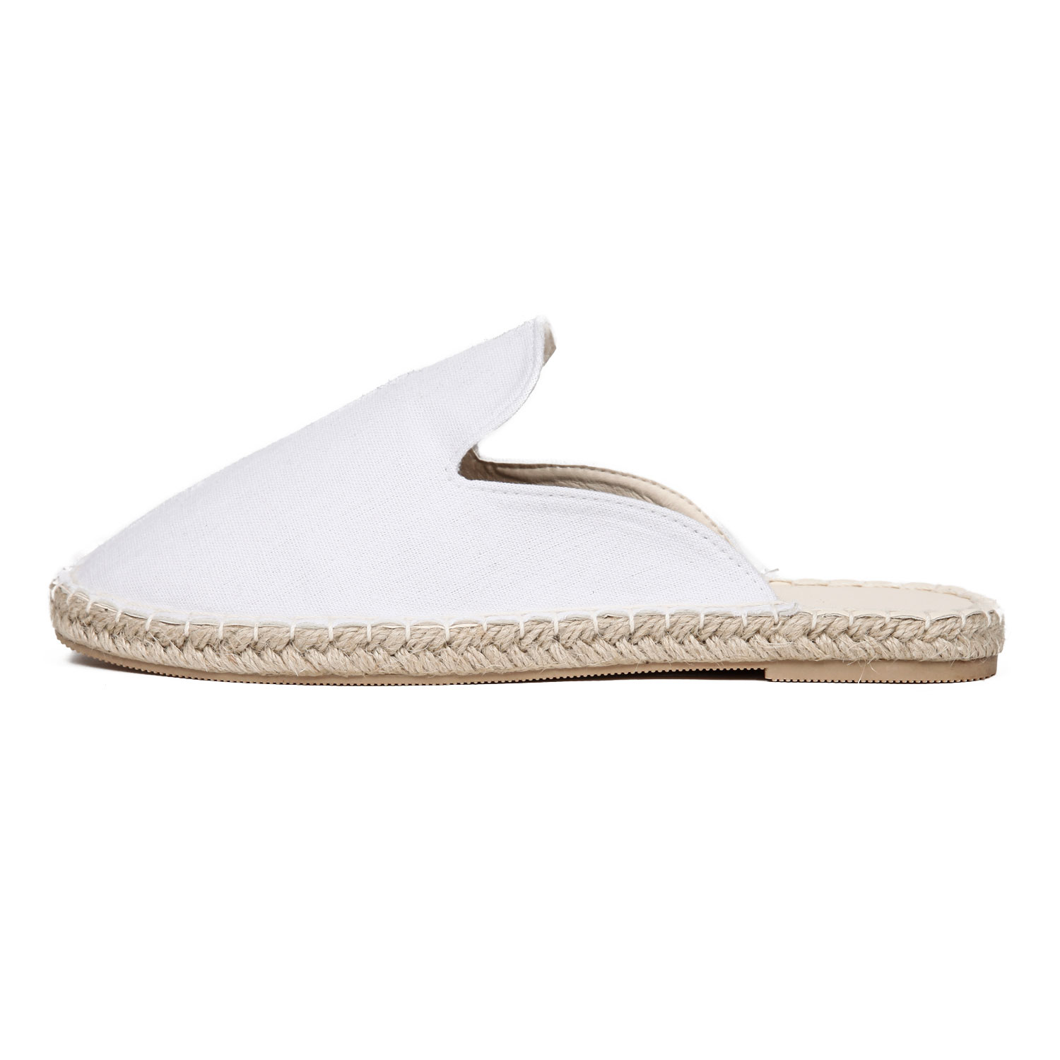 Damen Espadrilles Canvas Pantoffeln Weiß - flache Slipper Sommerschuhe Clogs Größe 42