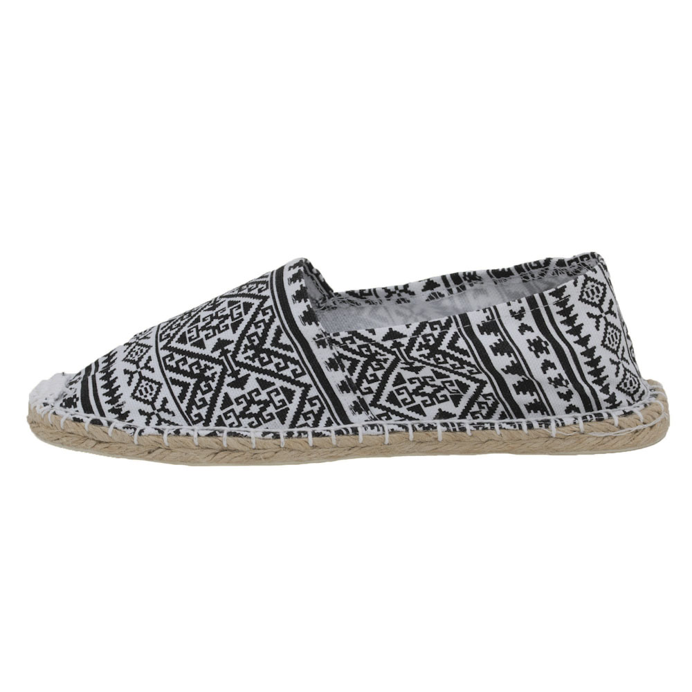 Espadrilles mit Ethno Muster klassische Canvas Damen Sommerlatschen Muster: Ethno Schwarz Weiß, Größe: 42