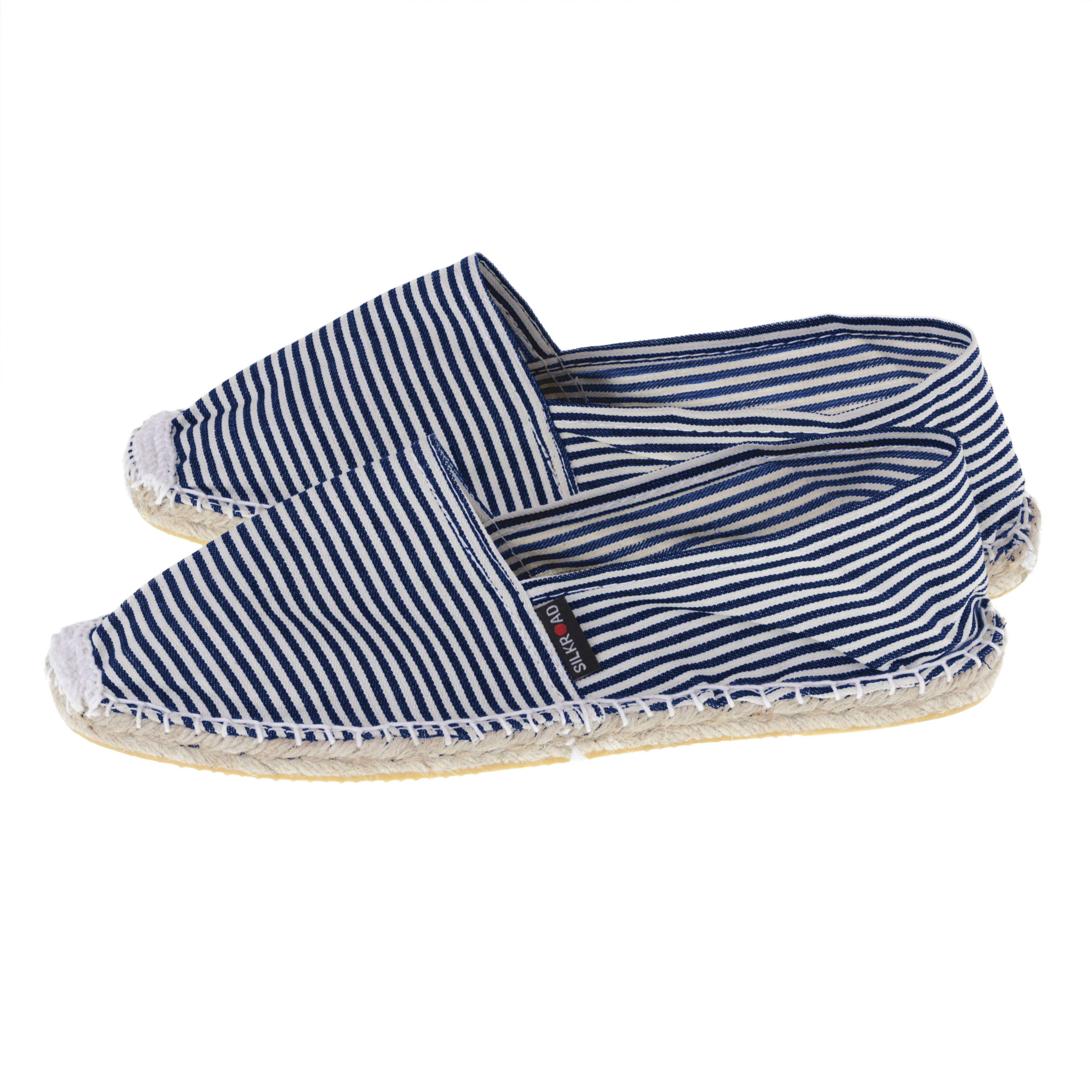 Espadrilles mit Streifen Canvas Damen und Herren Sommerlatschen Muster: Stripes blau, Größe: 46