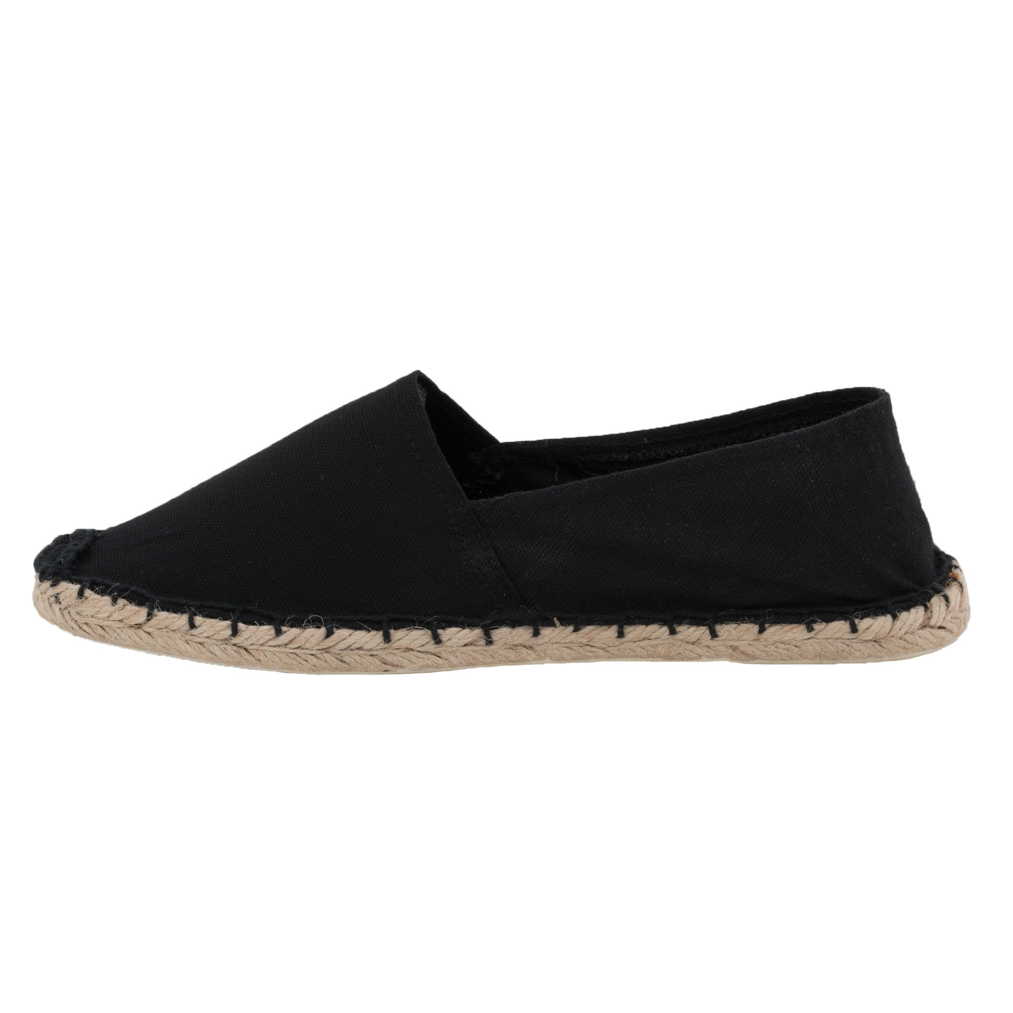 Espadrilles unicolor Canvas Damen und Herren Sommerlatschen Farbe: Schwarz, Größe: 46
