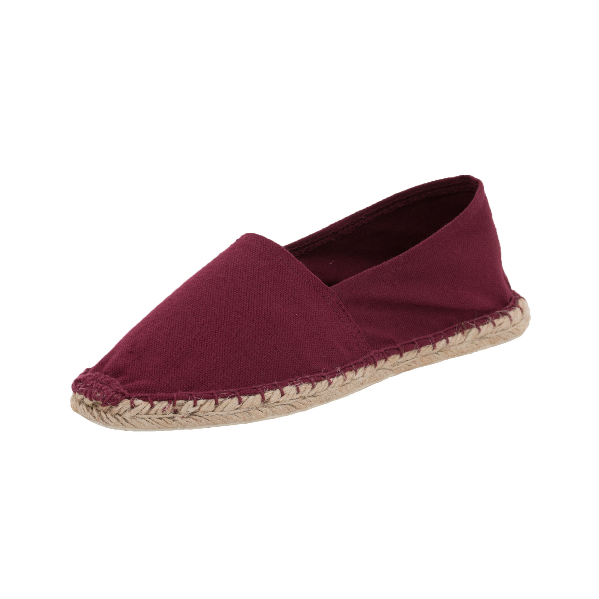 Espadrilles unicolor Canvas Damen und Herren Sommerlatschen Farbe: Bordeaux, Größe: 46
