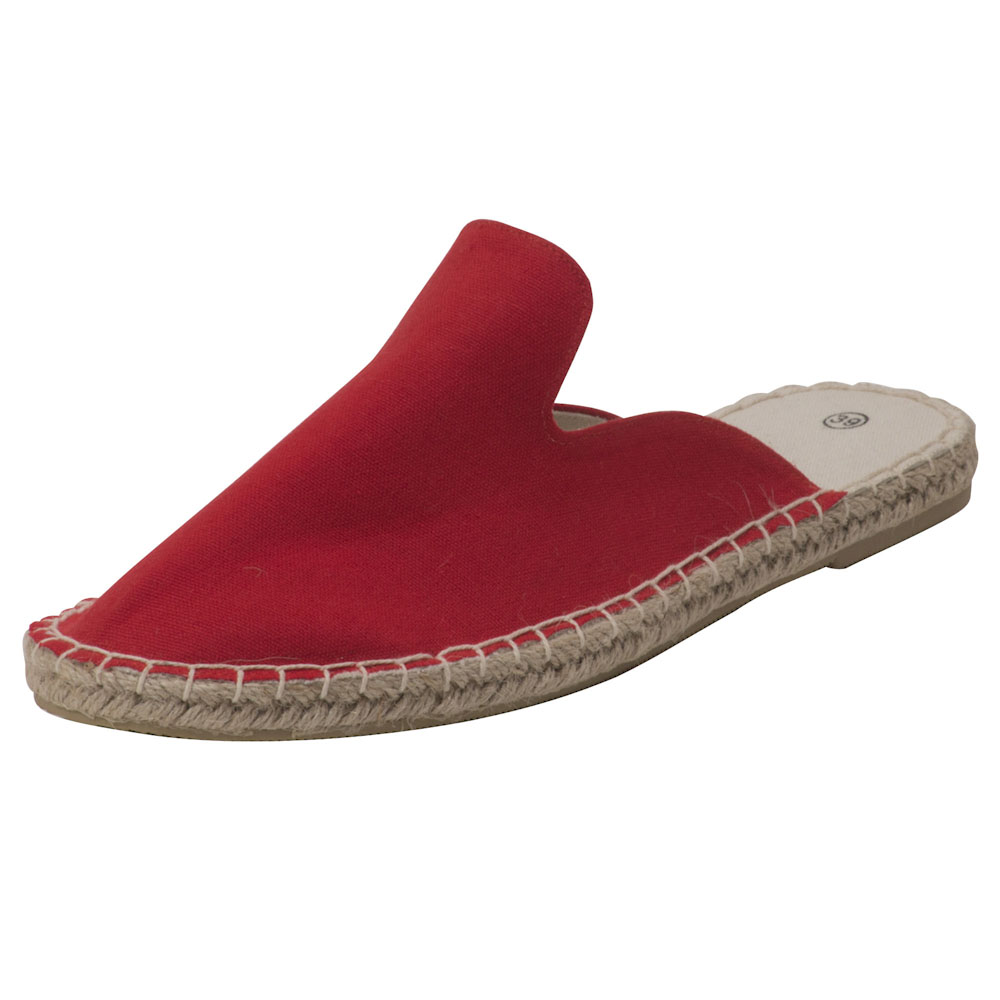 Espadrilles Pantoletten Canvas Slipper Damen Sommerlatschen Farbe: Rot, Größe: 42