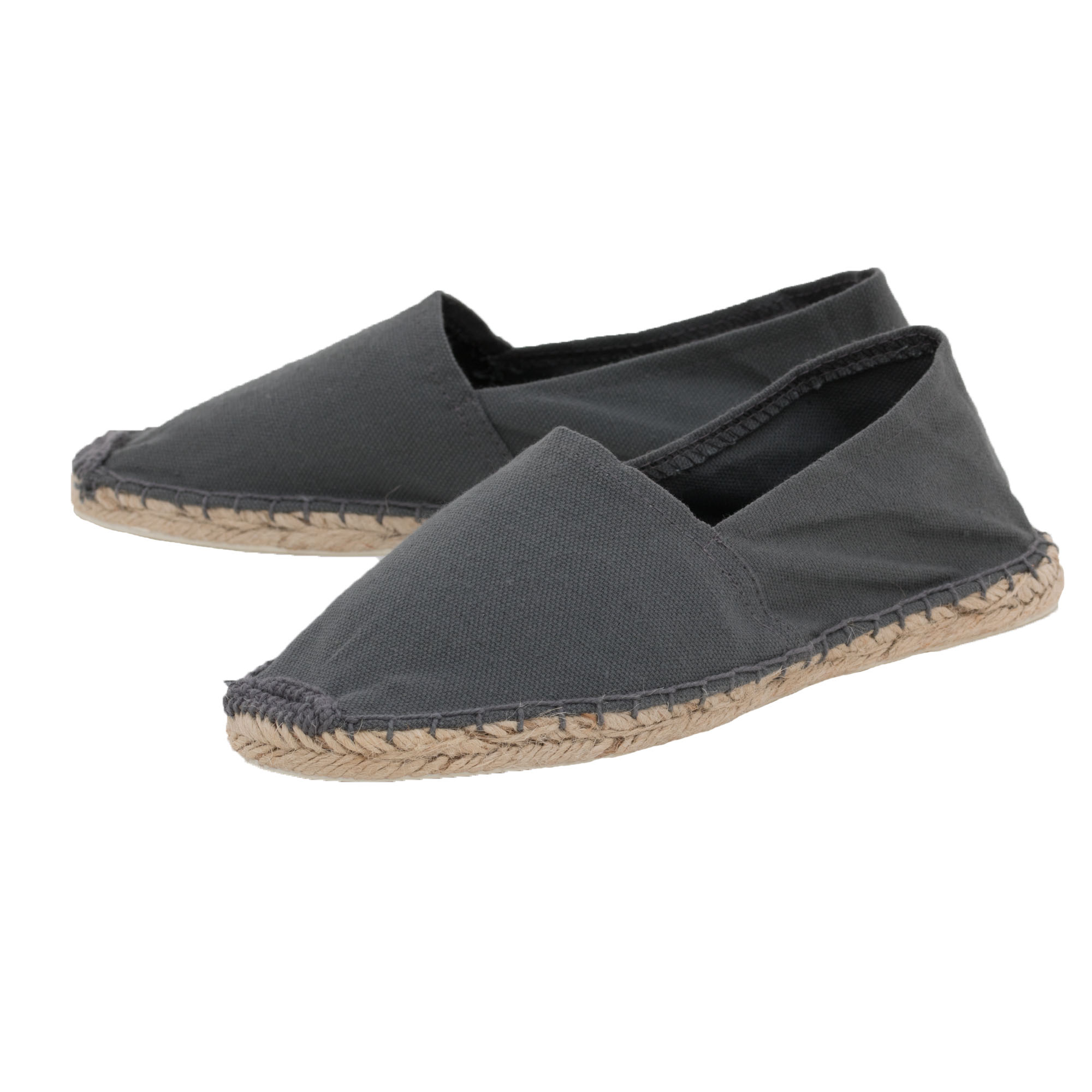 Espadrilles unicolor Canvas Damen und Herren Sommerlatschen Farbe: Dunkelgrau, Größe: 46