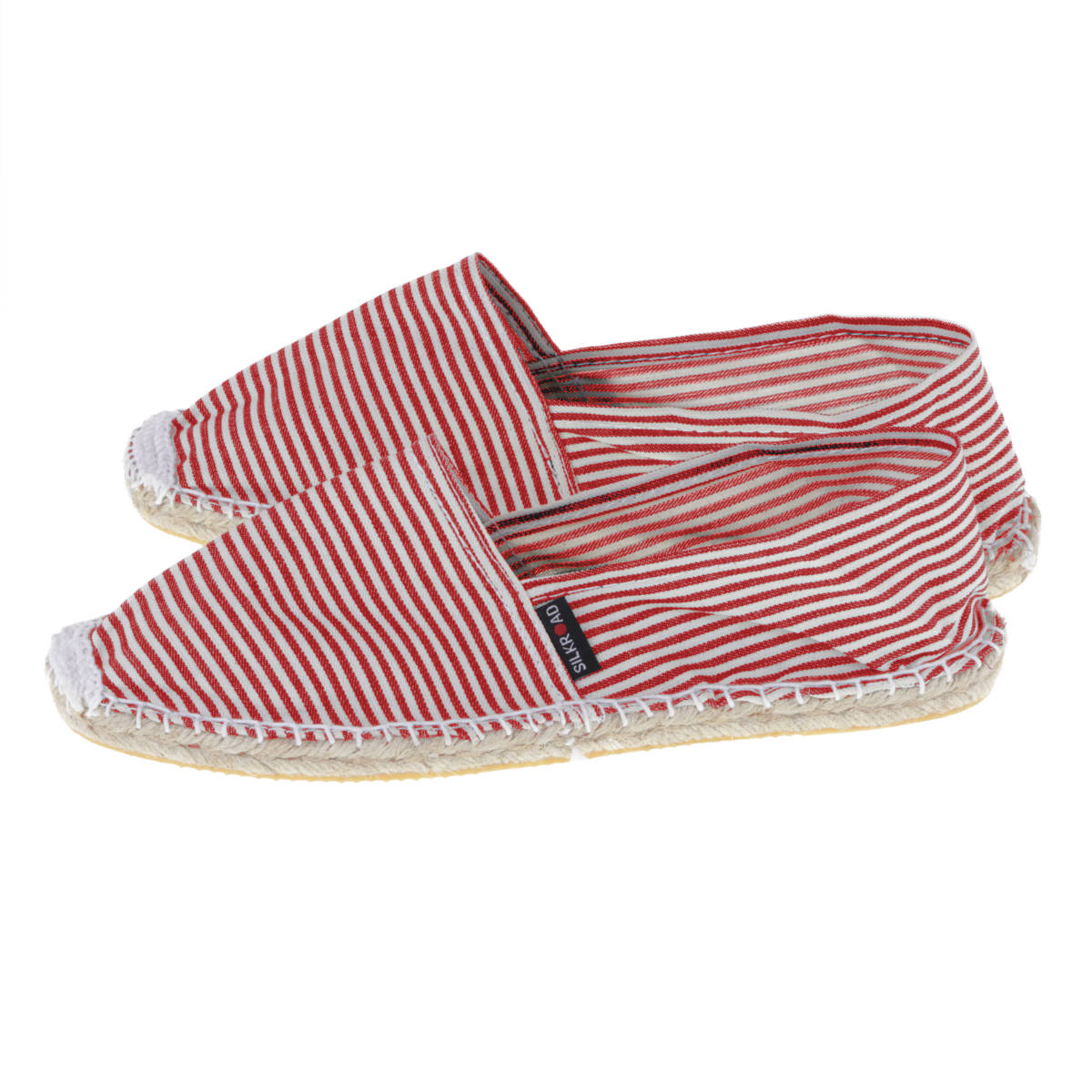 Espadrilles mit Streifen Canvas Damen und Herren Sommerlatschen Muster: Stripes rot, Größe: 46
