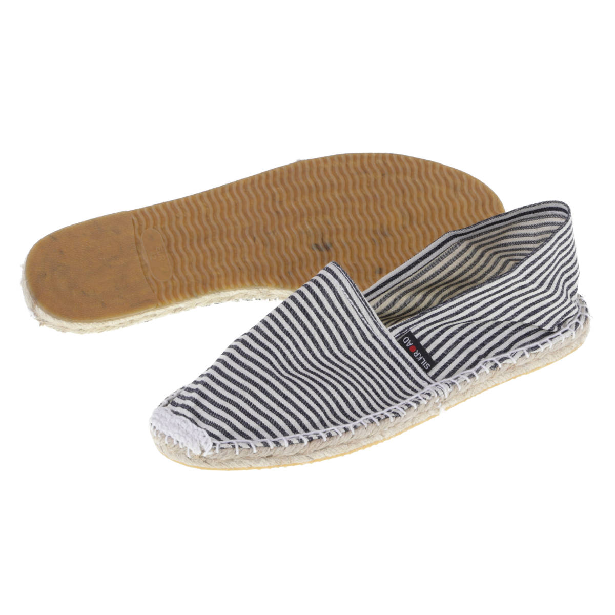 Espadrilles mit Streifen Canvas Damen und Herren Sommerlatschen Muster: Stripes schwarz, Größe: 46