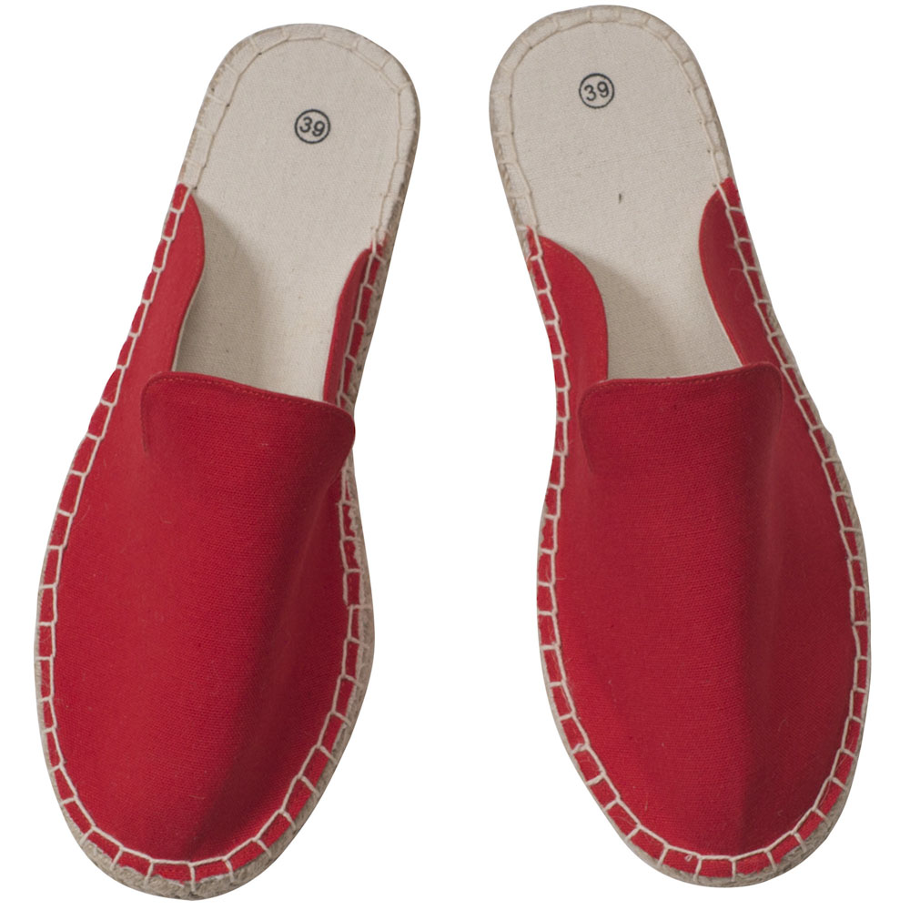 Espadrilles Pantoletten Canvas Slipper Damen Sommerlatschen Farbe: Rot, Größe: 42