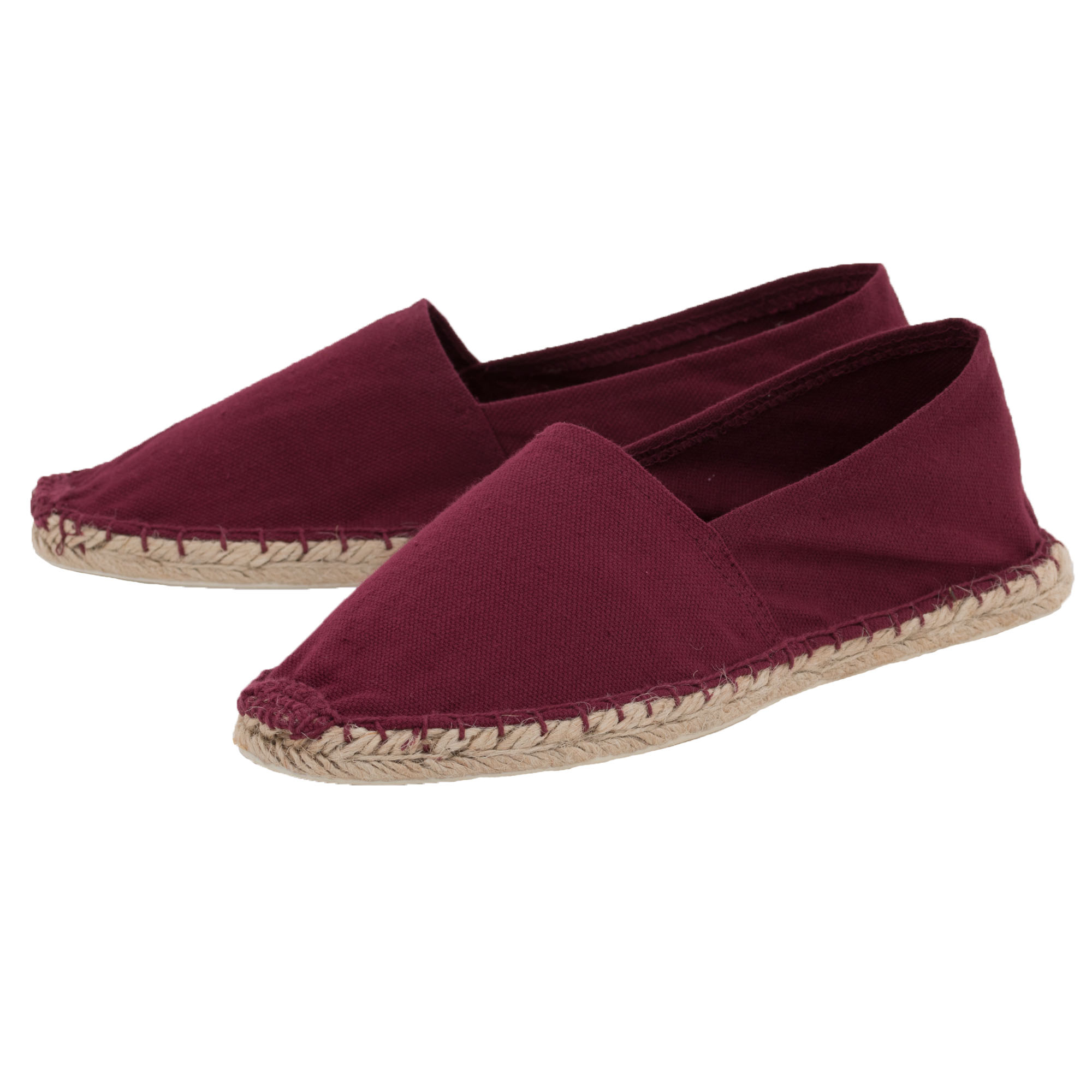 Espadrilles unicolor Canvas Damen und Herren Sommerlatschen Farbe: Bordeaux, Größe: 46