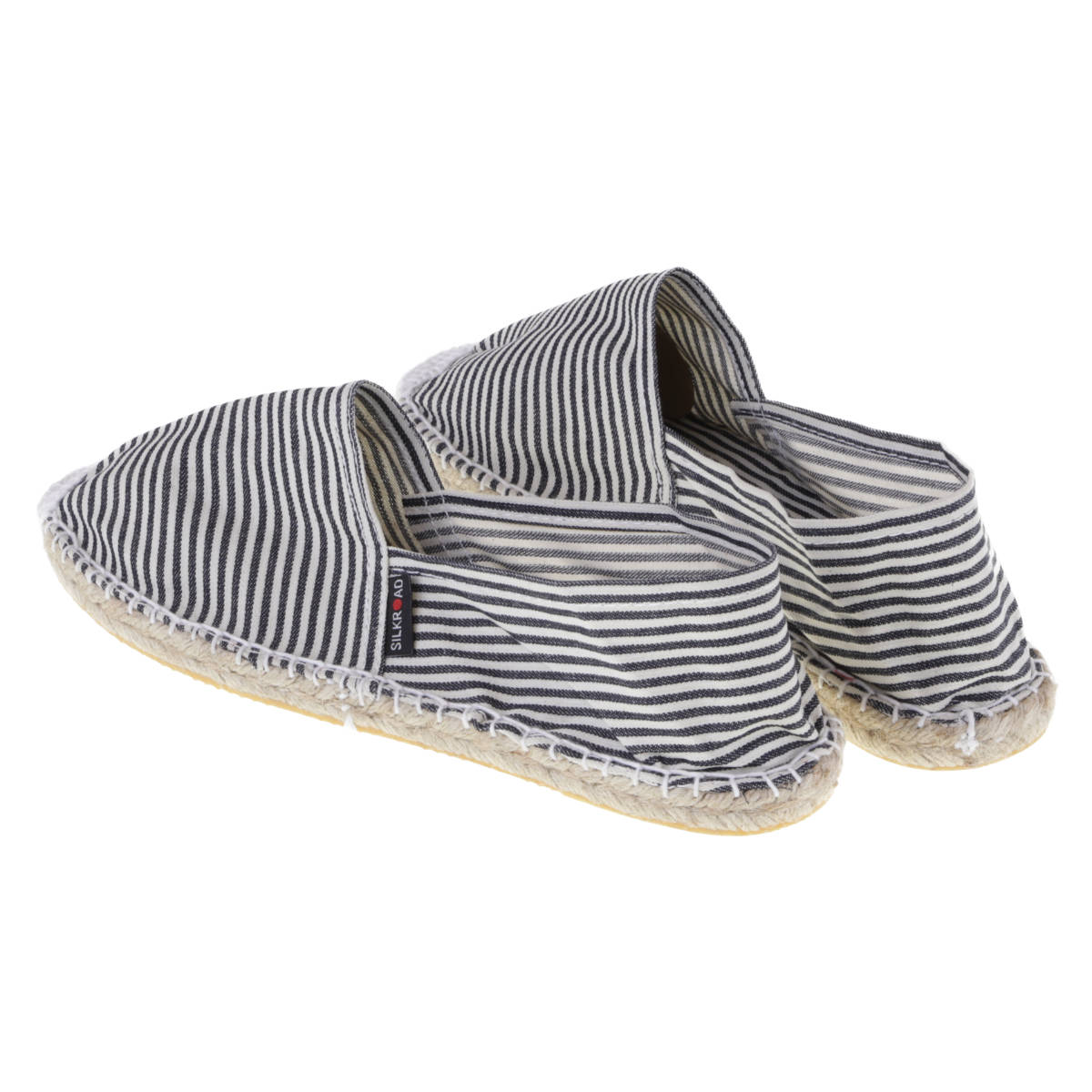 Espadrilles mit Streifen Canvas Damen und Herren Sommerlatschen Muster: Stripes schwarz, Größe: 46