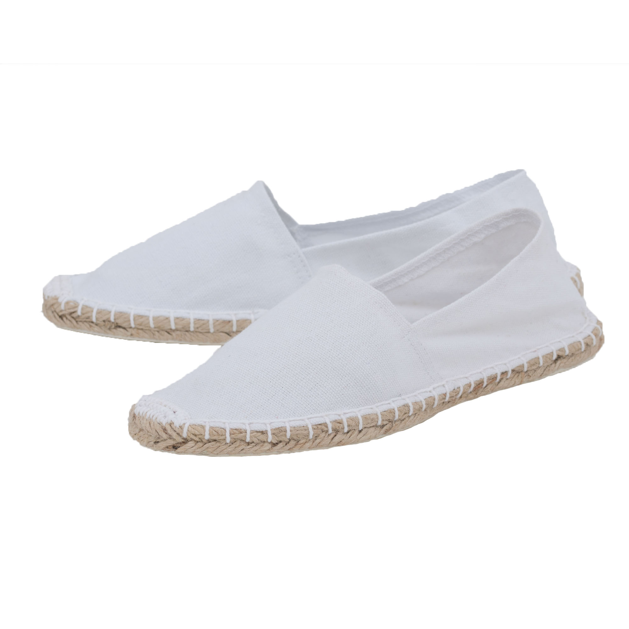 Espadrilles unicolor Canvas Damen und Herren Sommerlatschen Farbe: Weiß, Größe: 44