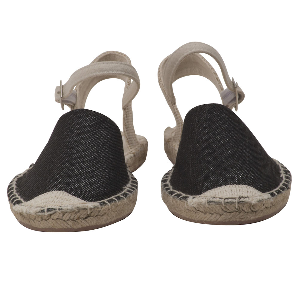 Espadrilles Sandalen Canvas Damen Sommerlatschen Farbe: Schwarz Beige, Größe: 37