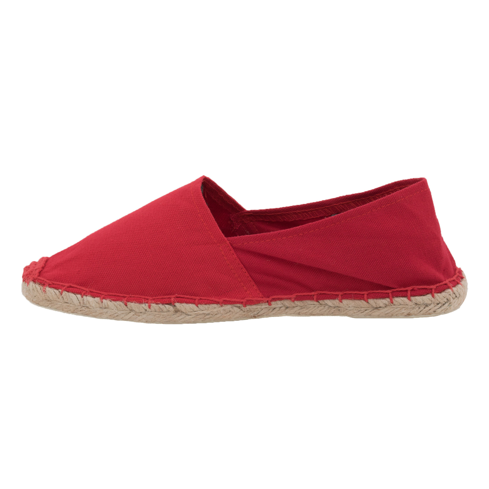 Espadrilles unicolor Canvas Damen und Herren Sommerlatschen Farbe: Rubinrot, Größe: 46