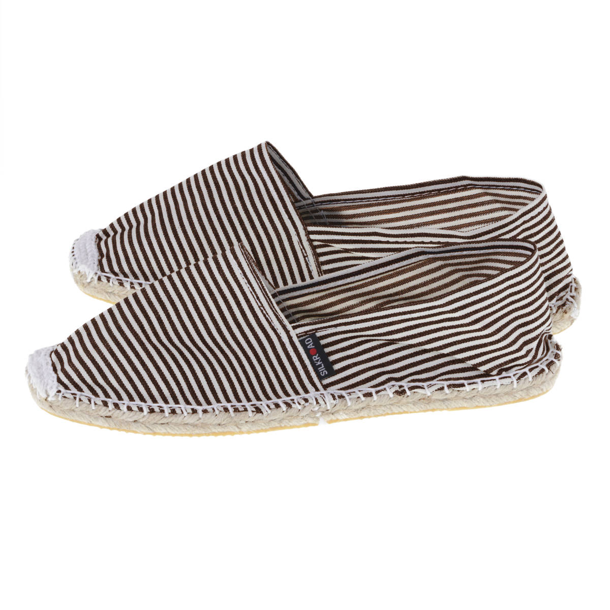 Espadrilles mit Streifen Canvas Damen und Herren Sommerlatschen Muster: Stripes braun, Größe: 44