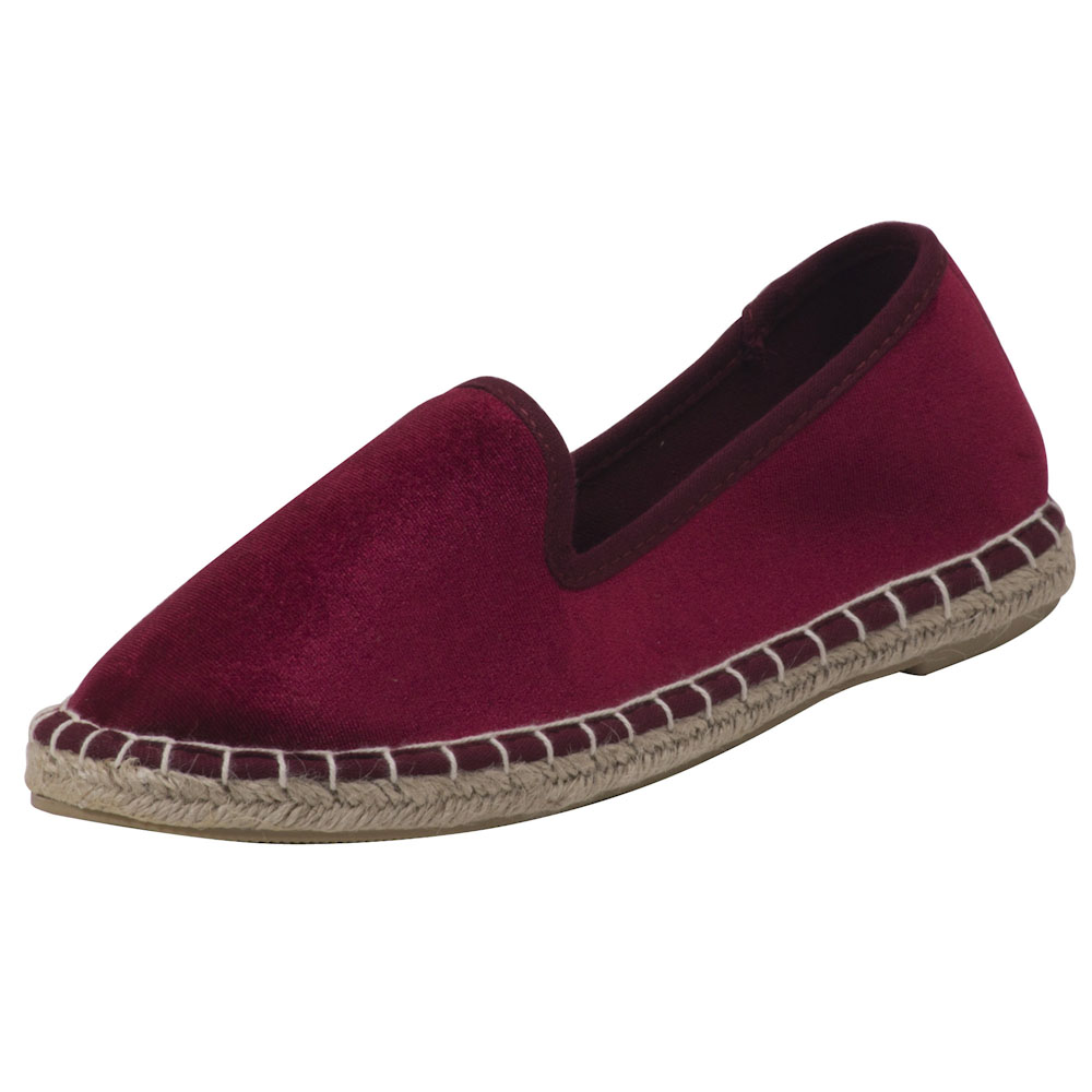 Espadrilles aus Samt Damen Samtschuhe Ballerinas Farbe: Bordeaux, Größe: 37