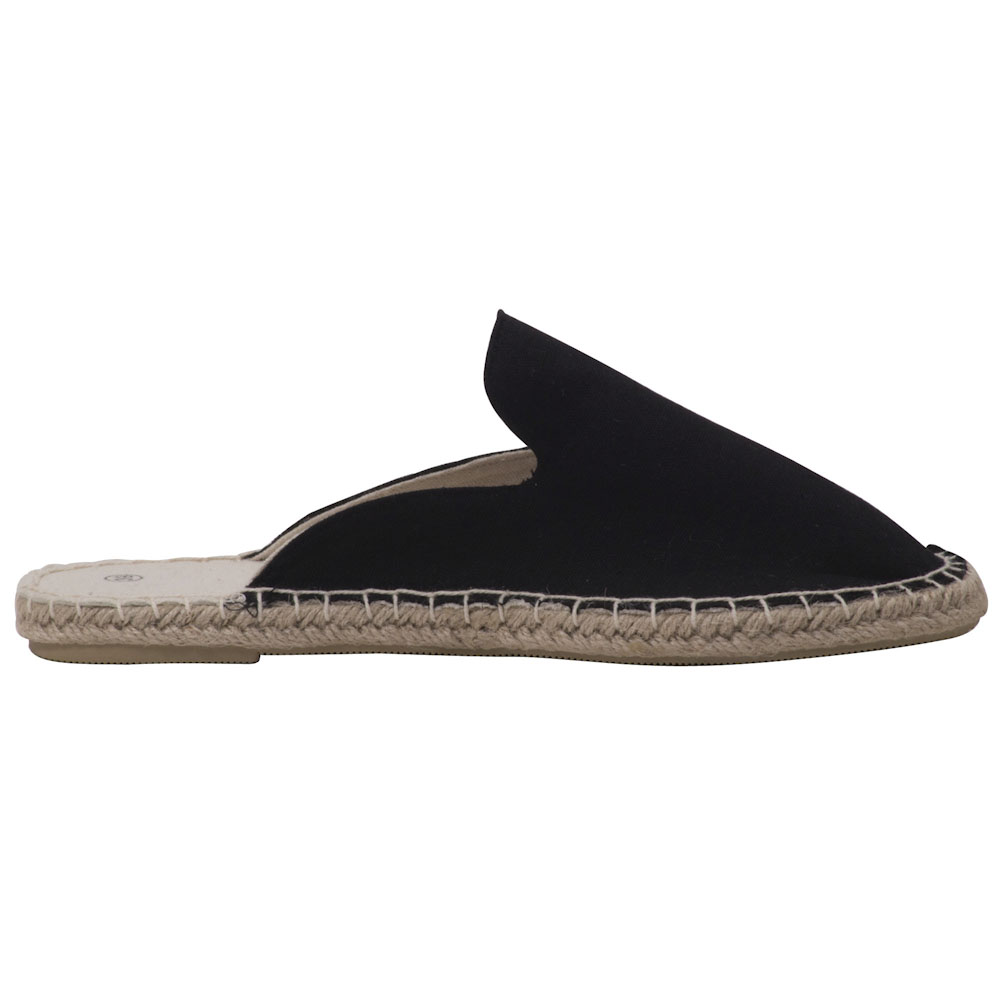 Espadrilles Pantoletten Canvas Slipper Damen Sommerlatschen Farbe: Schwarz, Größe: 42