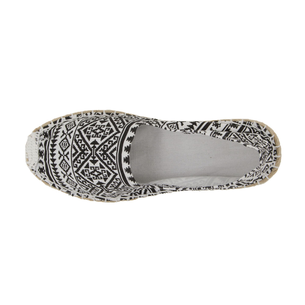 Espadrilles mit Ethno Muster klassische Canvas Damen Sommerlatschen Muster: Ethno Schwarz Weiß, Größe: 42