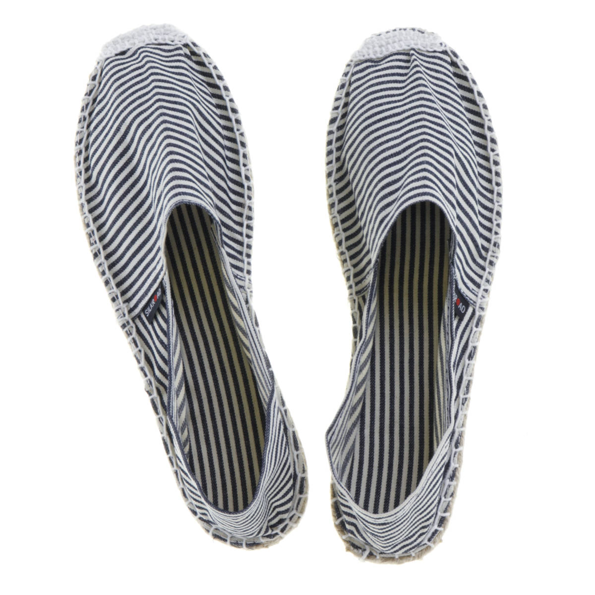 Espadrilles mit Streifen Canvas Damen und Herren Sommerlatschen Muster: Stripes schwarz, Größe: 46