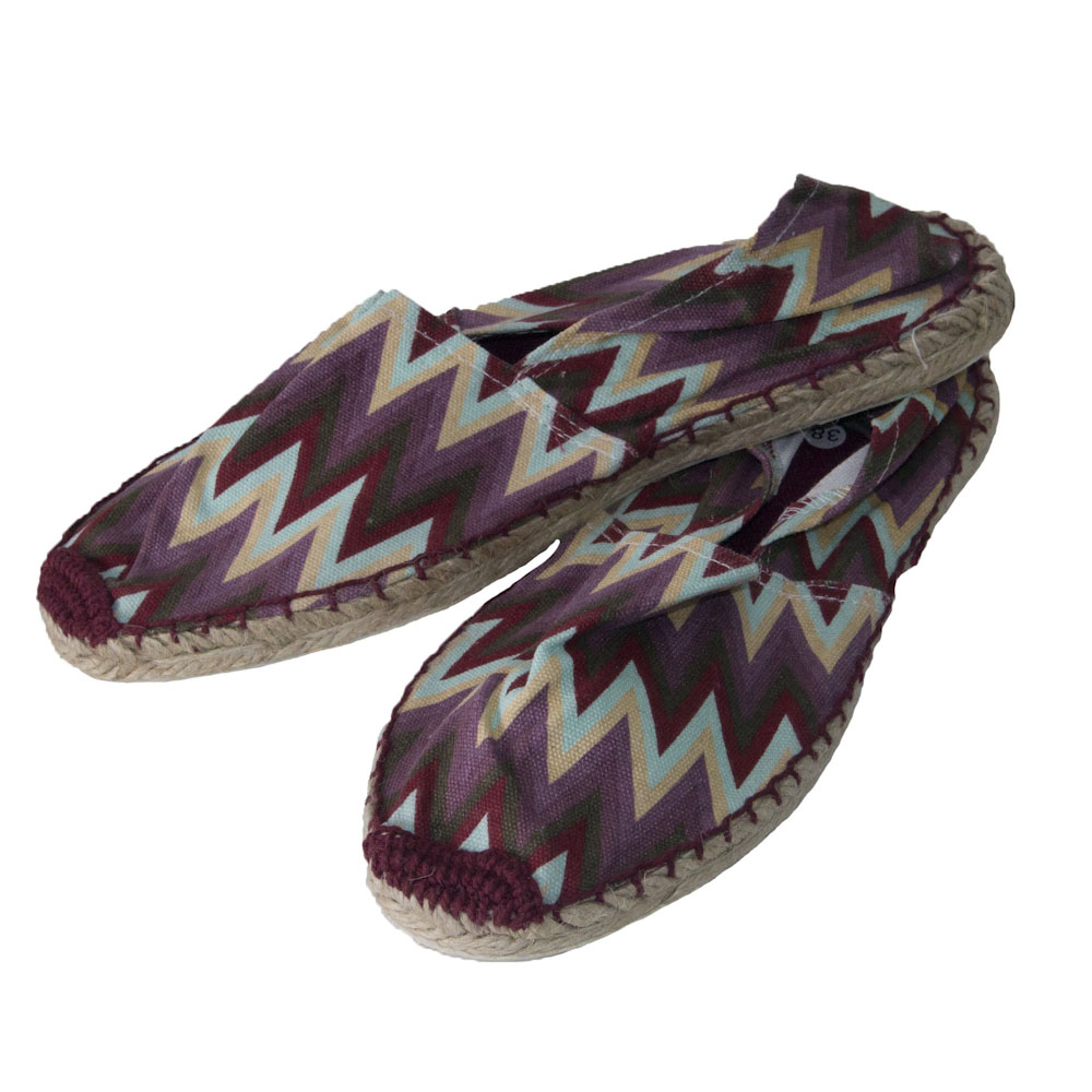 Espadrilles mit Muster - Leo Hawaii Sterne Blumen Canvas Sommerlatschen Muster: Zick-Zack-Streifen, Größe: 42