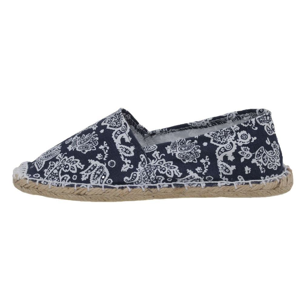 Espadrilles mit Paisley Muster Canvas Damen Slipper Sommerlatschen Muster: Paisley blau weiß, Größe: 42