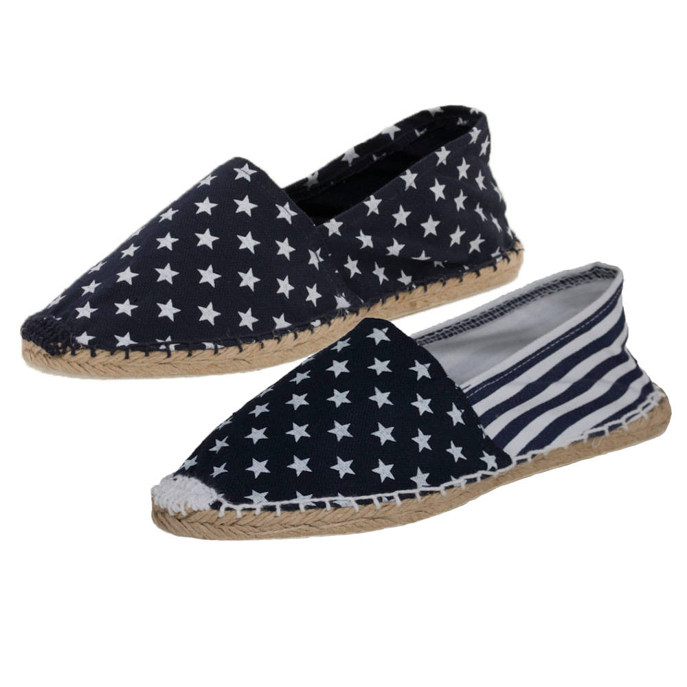 Espadrilles mit klassischem Muster Canvas Damen Sommerlatschen
