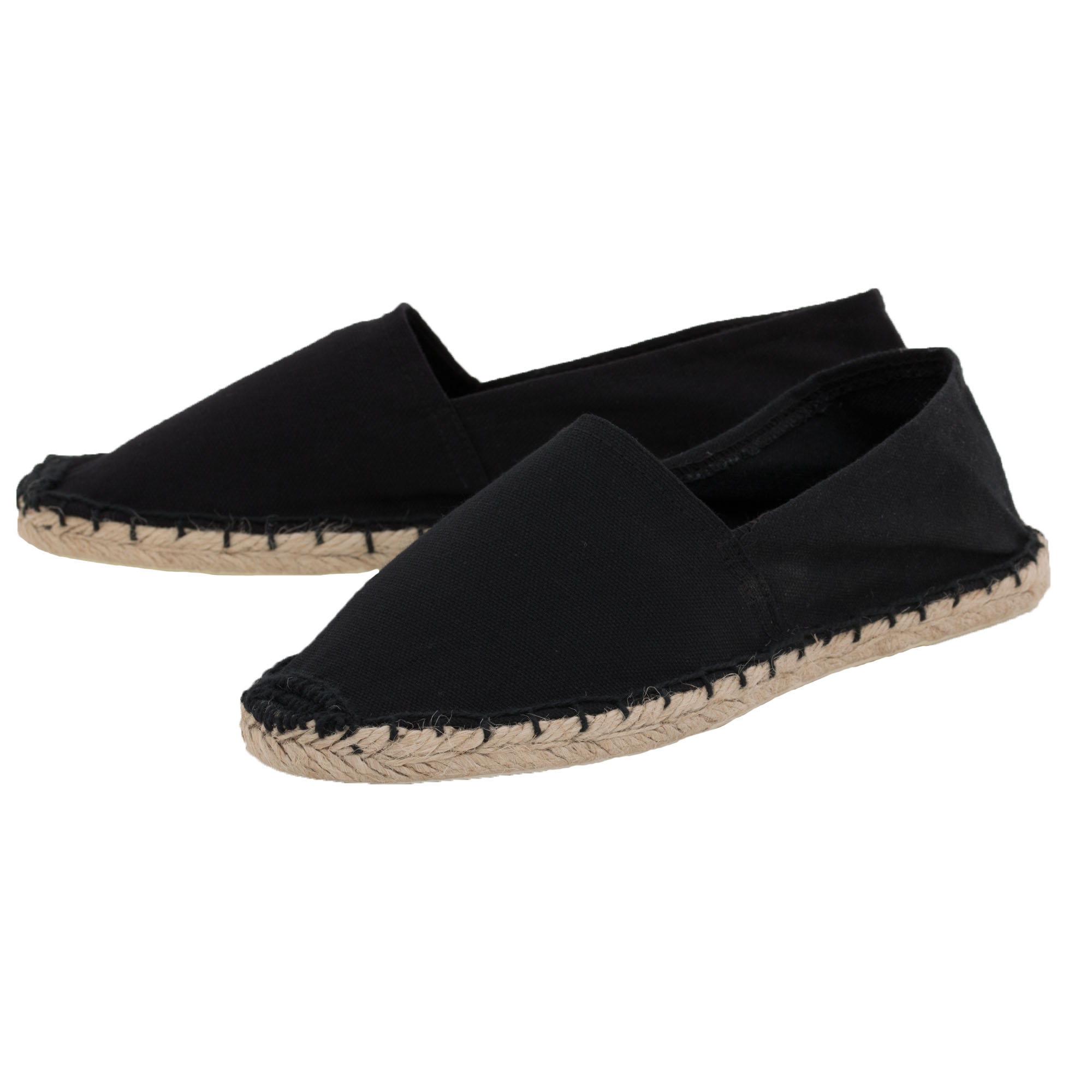 Espadrilles unicolor Canvas Damen und Herren Sommerlatschen Farbe: Schwarz, Größe: 46