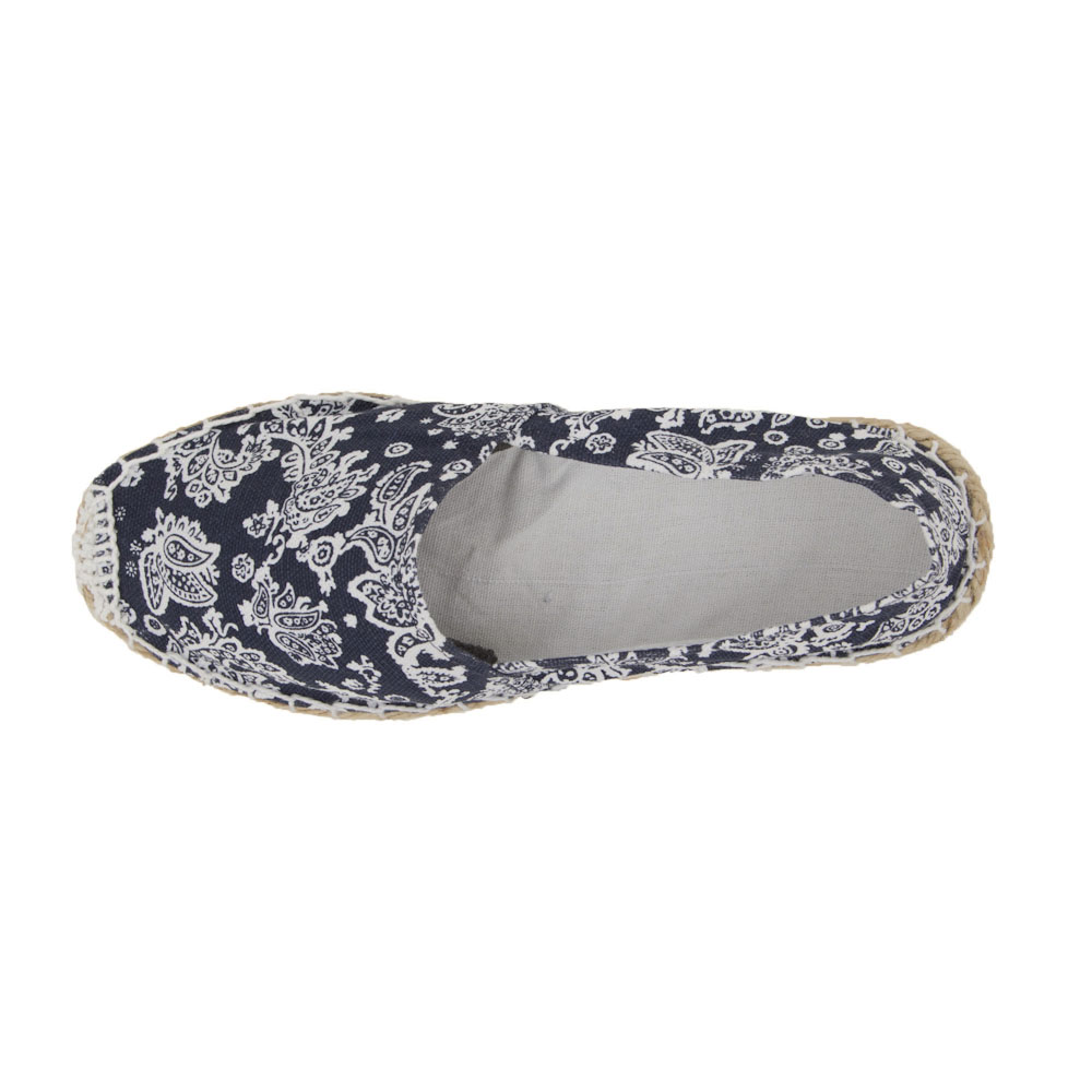 Espadrilles mit Paisley Muster Canvas Damen Slipper Sommerlatschen Muster: Paisley blau weiß, Größe: 42