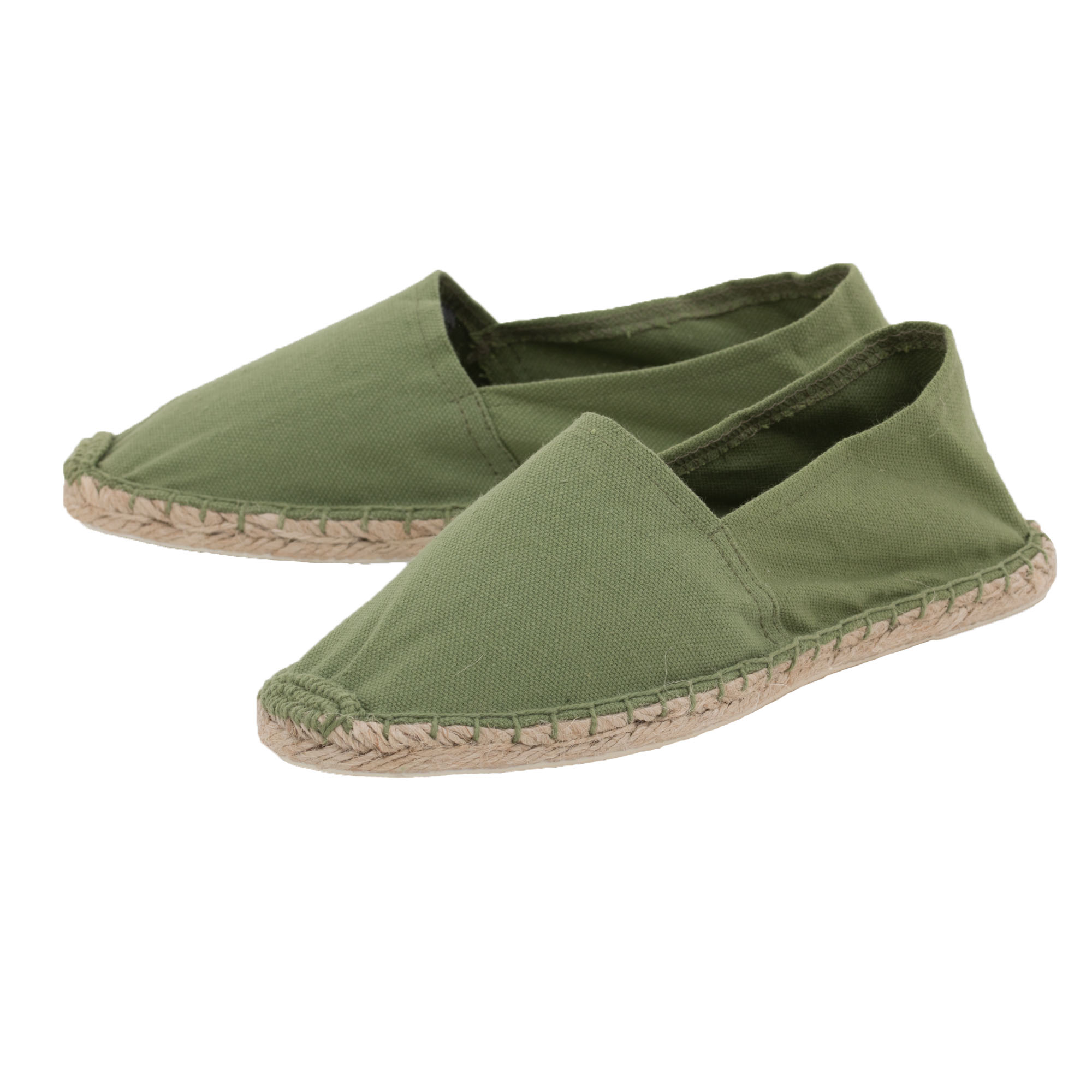 Espadrilles unicolor Canvas Damen und Herren Sommerlatschen Farbe: Olivgrün, Größe: 46