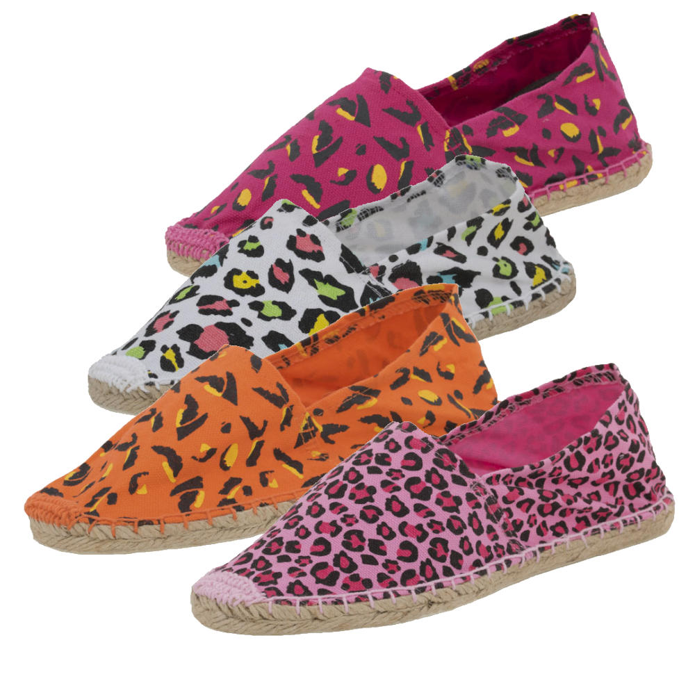 Espadrilles mit Leo Muster - Canvas Sommerlatschen