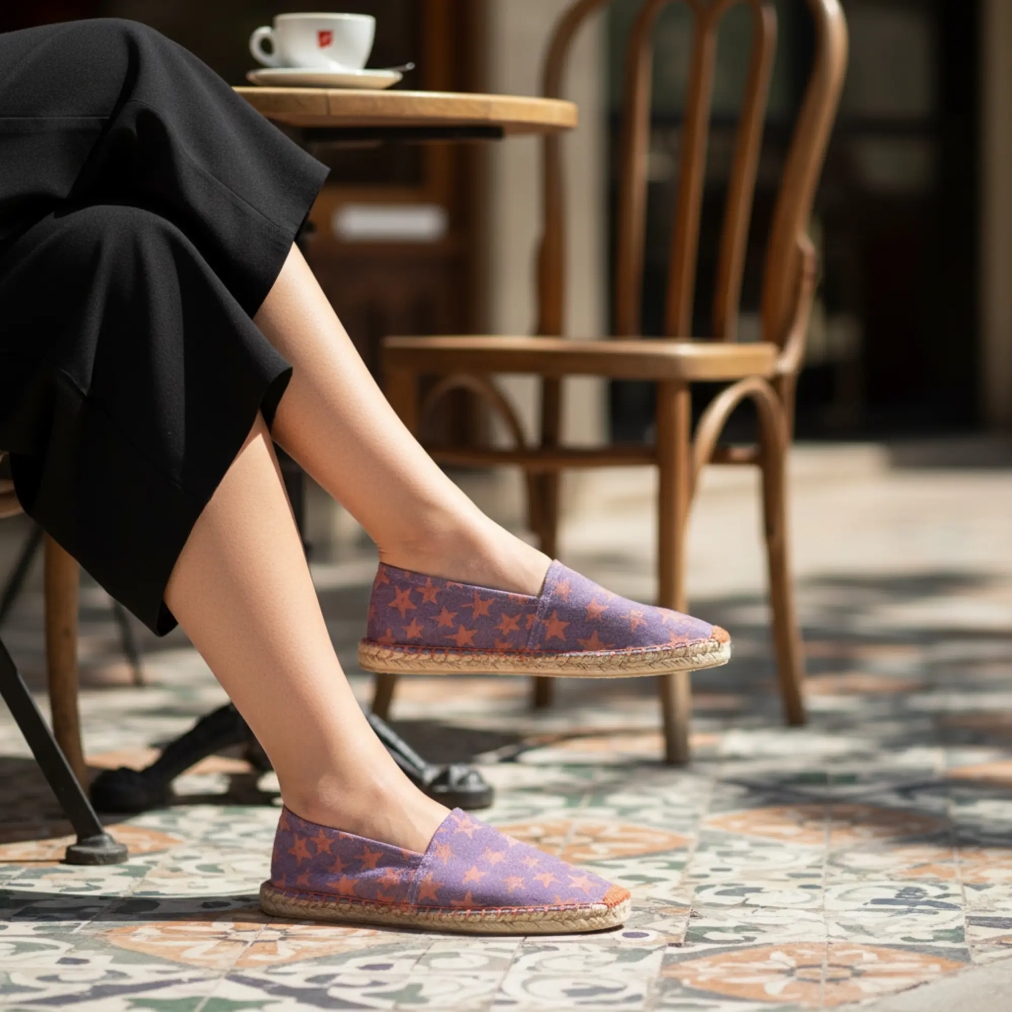 Espadrillas con motivo a stelle - Pantofole estive in tela