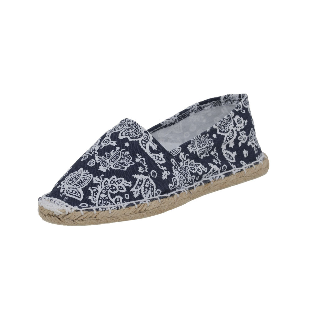 Espadrilles mit Paisley Muster Canvas Damen Slipper Sommerlatschen Muster: Paisley blau weiß, Größe: 42