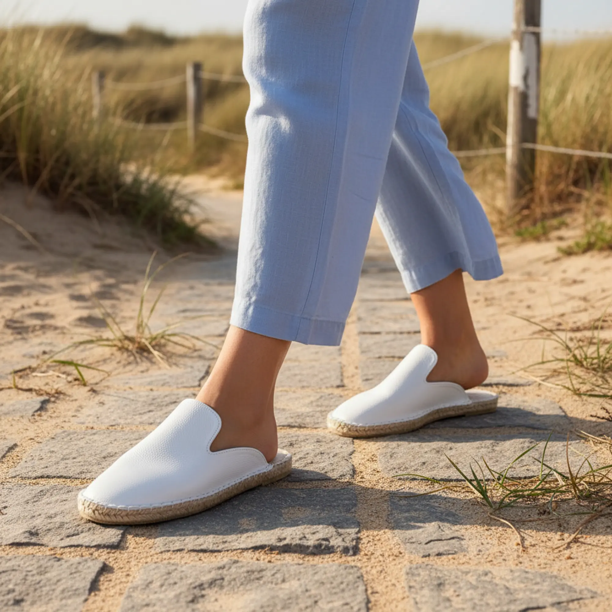 Espadrilles Damen Pantoletten Canvas weiß