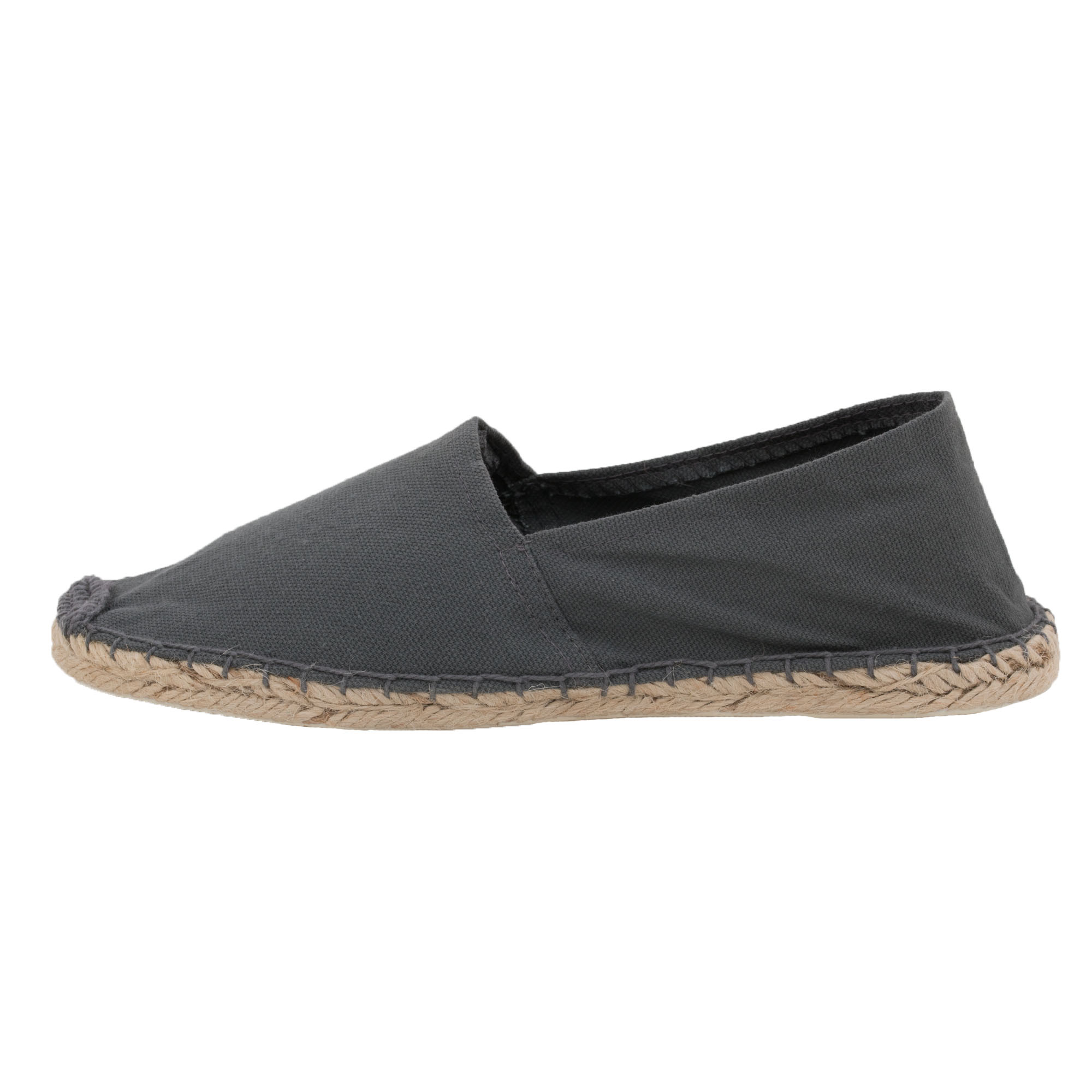 Espadrilles unicolor Canvas Damen und Herren Sommerlatschen Farbe: Dunkelgrau, Größe: 46