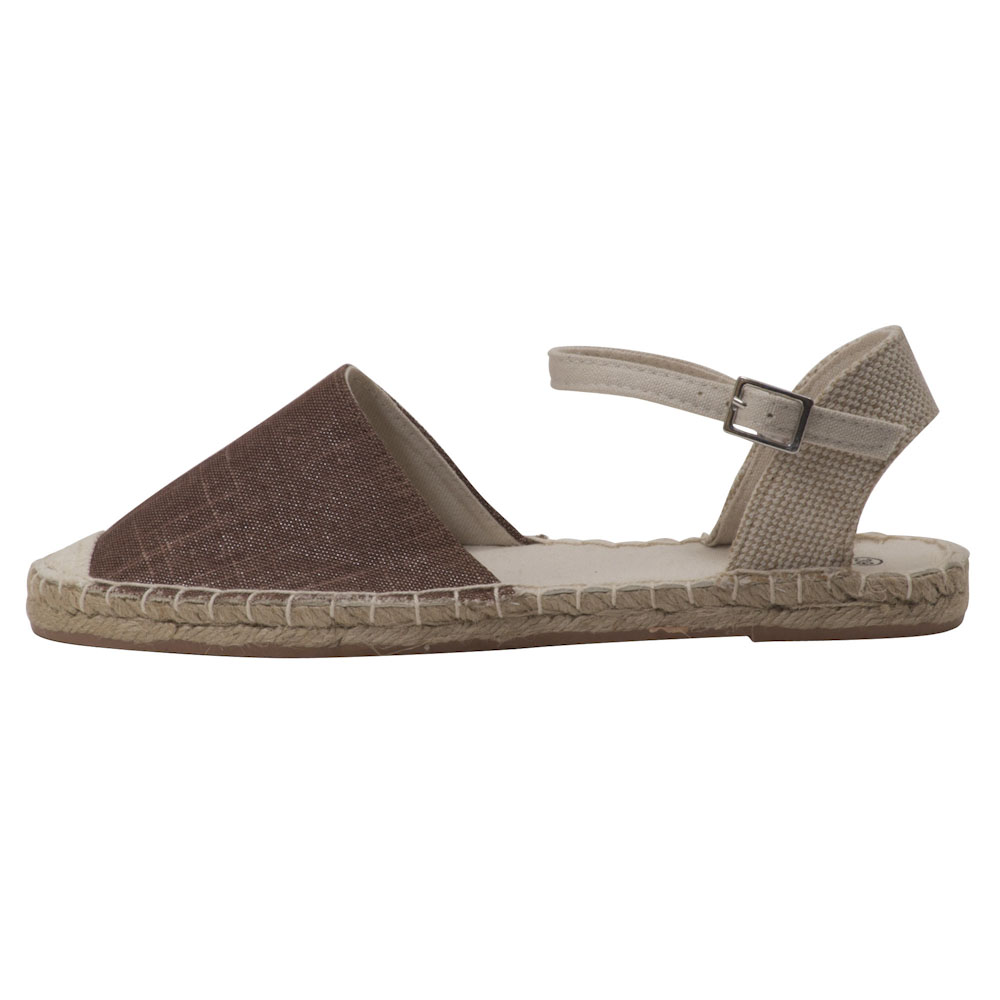 Espadrilles Sandalen Canvas Damen Sommerlatschen Farbe: Braun Beige, Größe: 42