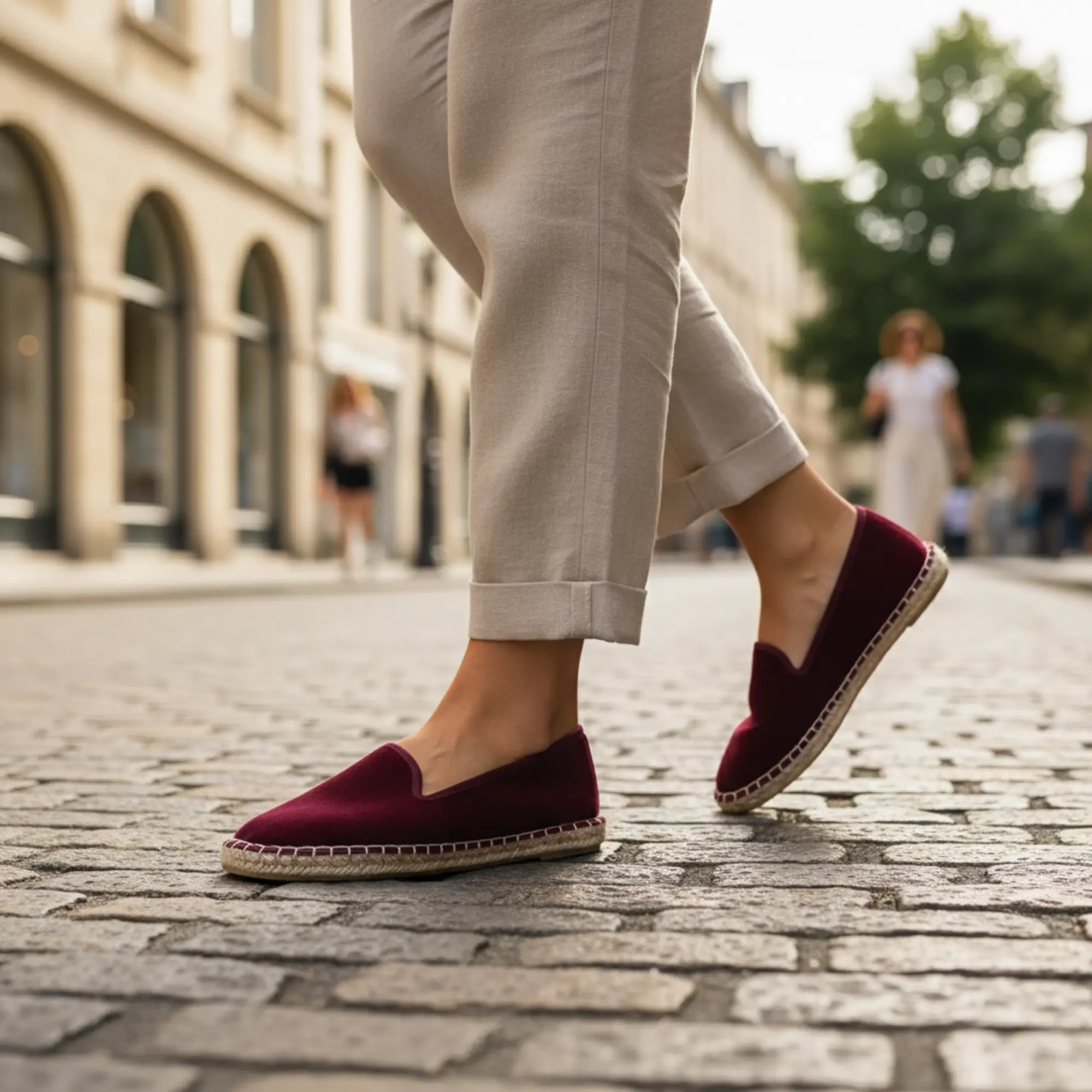 Espadrilles aus Samt Damen Samtschuhe Ballerinas Farbe: Bordeaux, Größe: 36